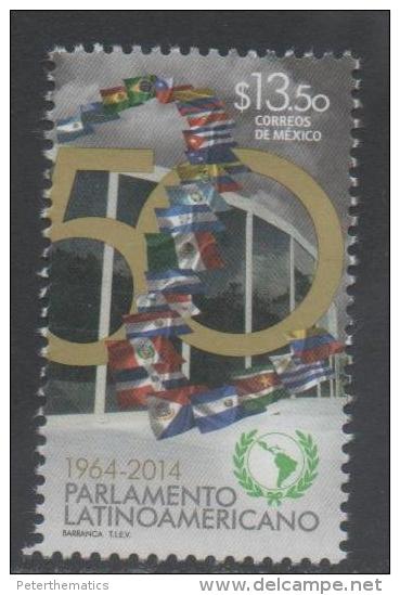 MEXICO , 2014, MNH,50 YEARS OF LATIN AMERICAN PARLIAMENT, FLAGS, 1v - Stamps
