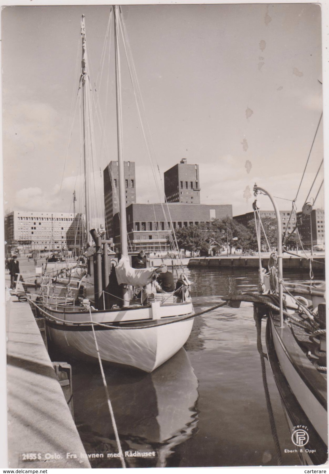 CARTE PHOTO,NORVEGE,NORGE,OSLO EN 1950,PORT, HOTEL DE VILLE - Norvège