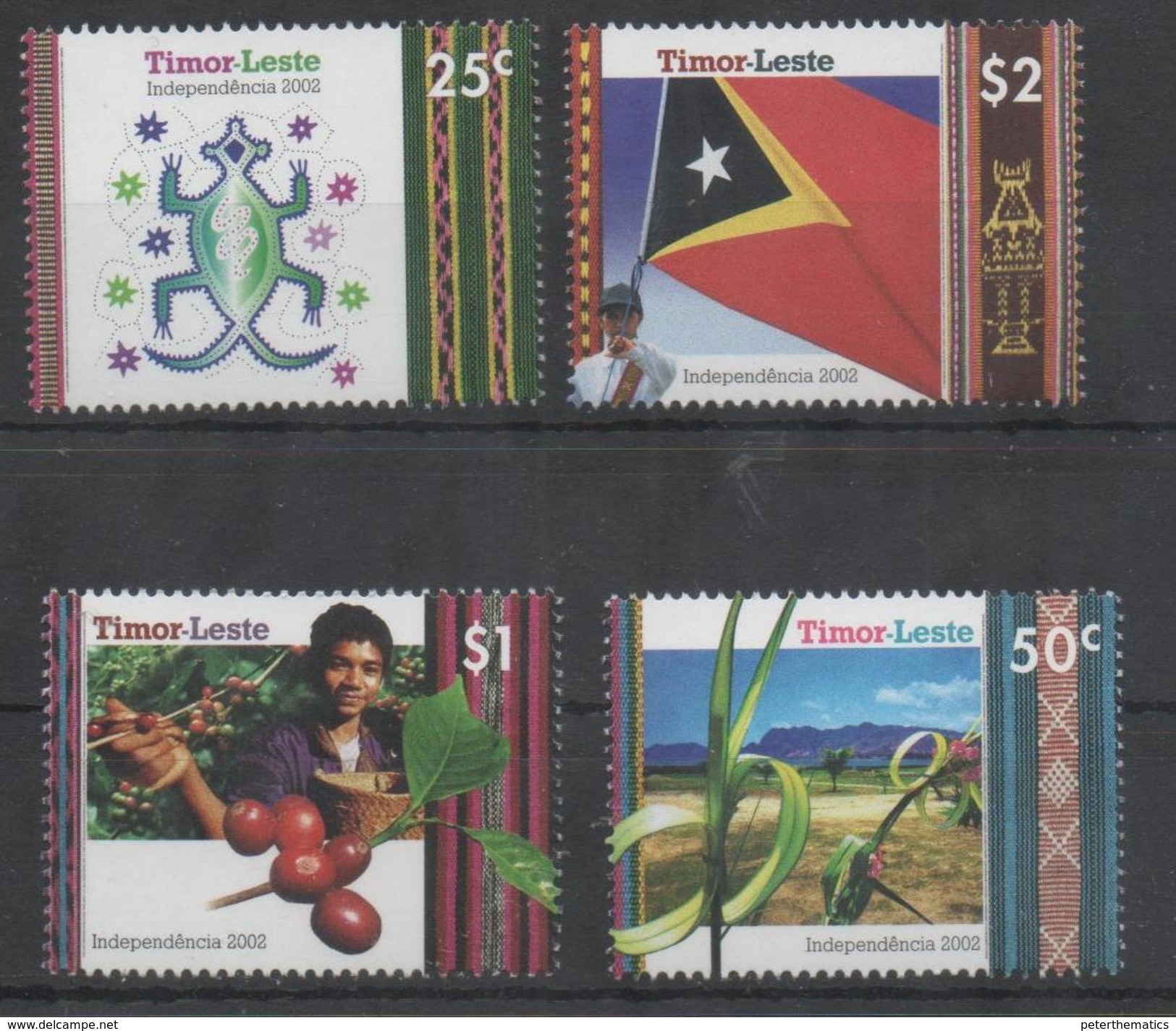 TIMOR, 2002, MNH,INDEPENCENCE, FLAGS, COFFEE, MOUNTAINS, LIZARDS, 4v , SCARCE - Other & Unclassified