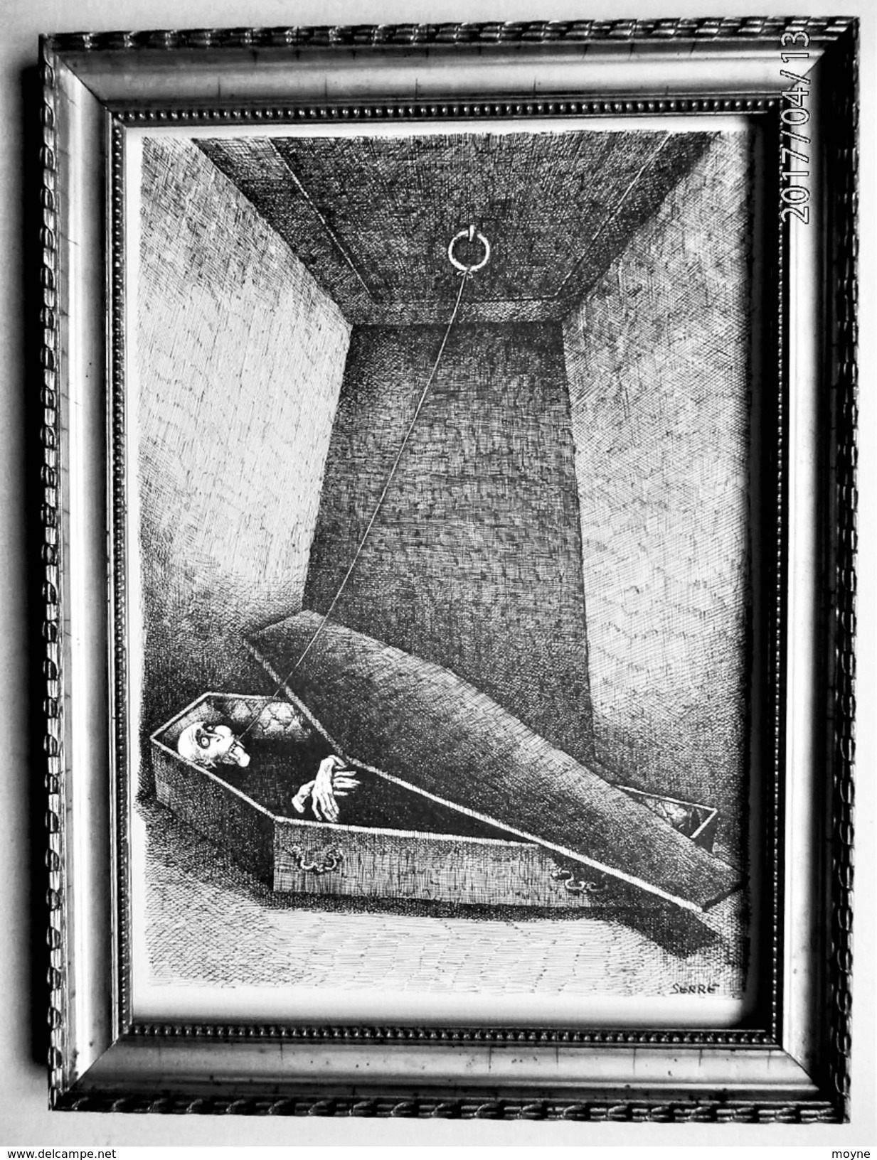 LITHOGRAPHIE- DESSIN   De Claude SERRE - MEDECINE * CHEZ Le DENTISTE LE VAMPIRE   * Humour Noir Et Hommes En Blanc   * 4 - Lithographies