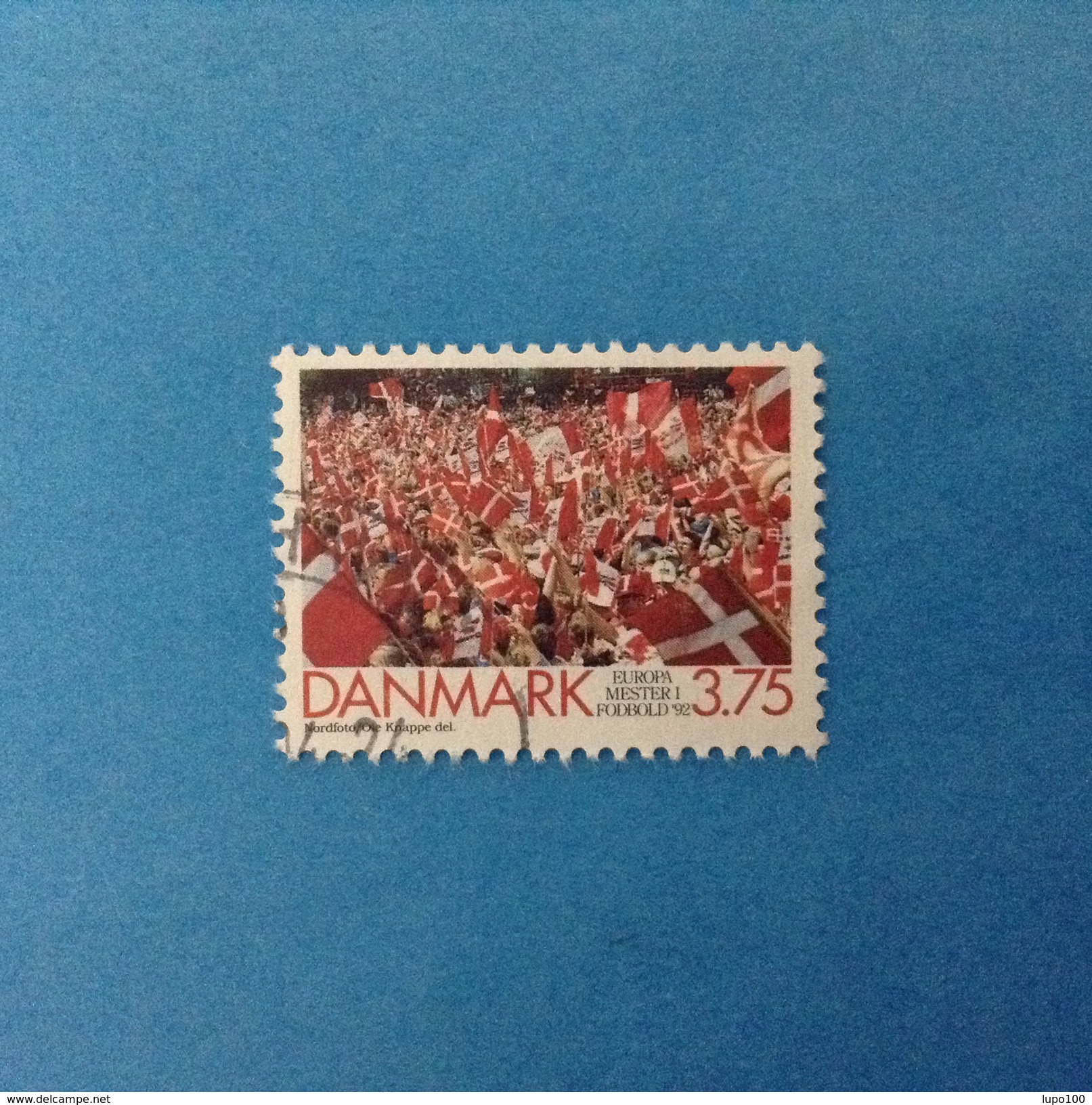 DANIMARCA DANMARK 1992 FRANCOBOLLO USATO STAMP USED Calcio Europei 3.75 - Usado