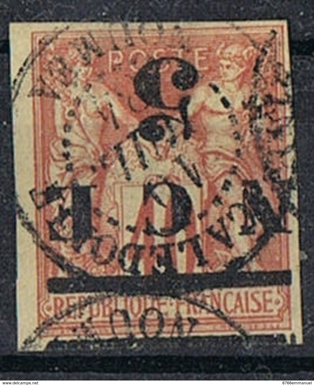 NOUVELLE-CALEDONIE N°6a  Variété Surcharge Renversée, Barre Inférieure Doublée - Used Stamps