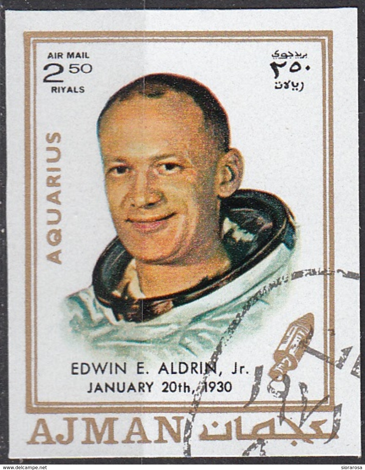 791 Ajman 1971 Apollo 11  Edwin Eugene Aldrin, Jr.(BUZZ ) - Zodiaco Acquario Aquarius -  Imperf. Zodiac - Astrologia