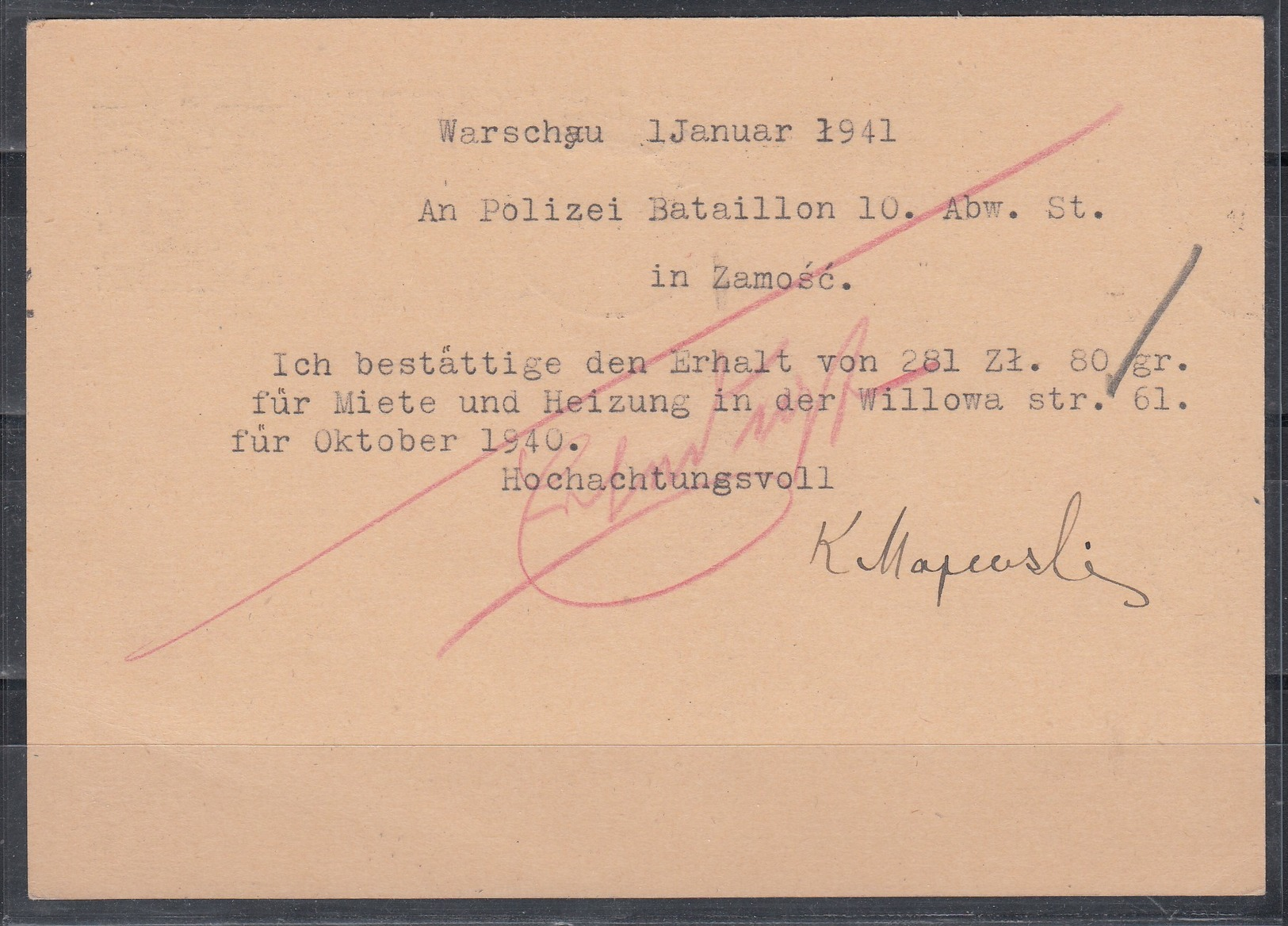 II.WK Generalgovernement Ganzsache MiNo. P 6II Maschinen-Band-o Warschau C1/3.1.41 - Besetzungen 1938-45