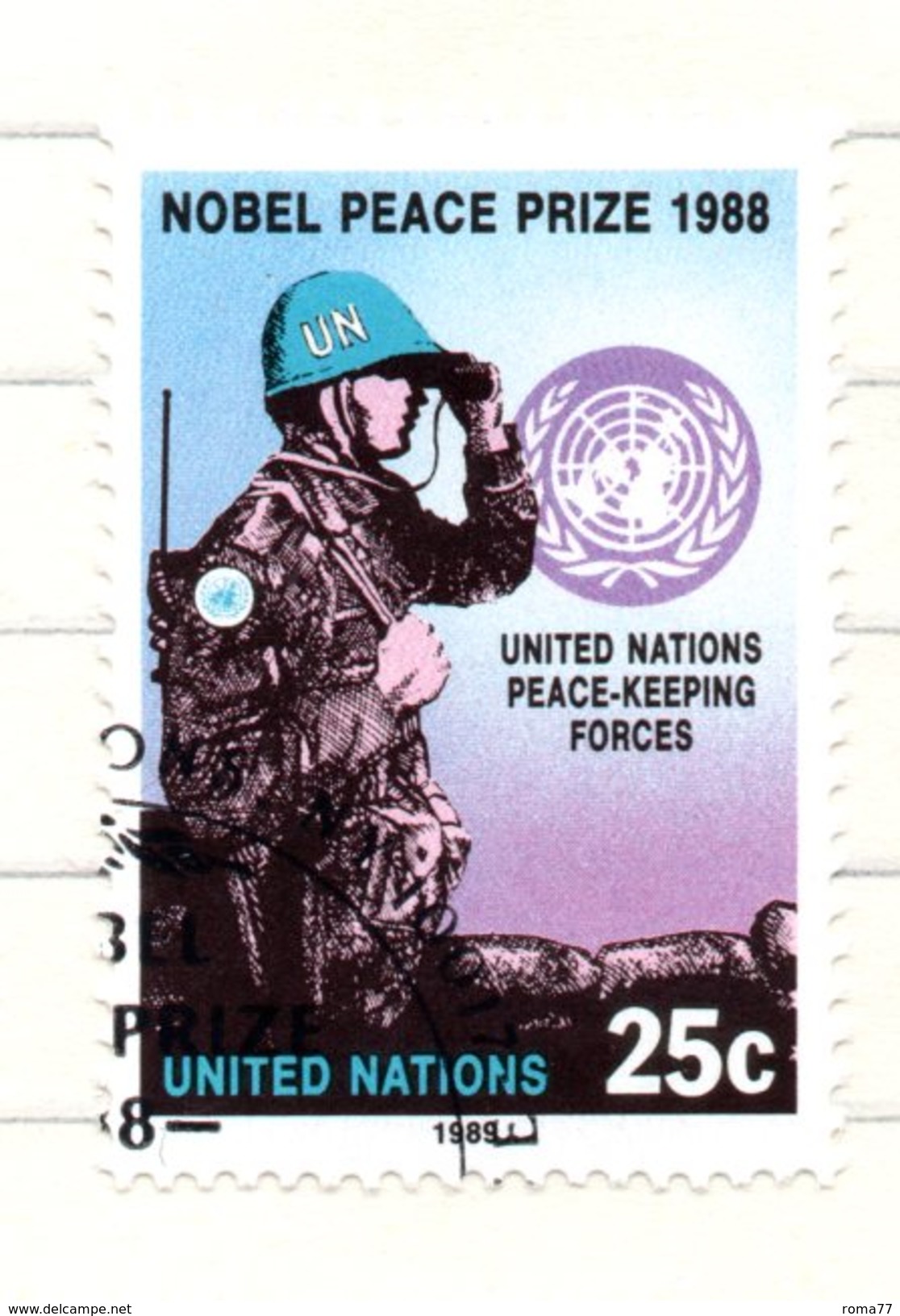 167 - NAZIONI UNITE ONU 1989 , Unificato N. 541 Usato. Nobel Caschi Blu - Gebruikt