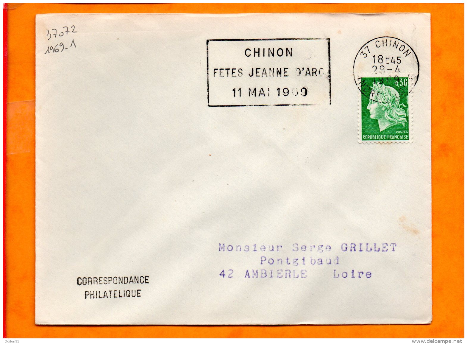 INDRE ET LOIRE, Chinon, Flamme à Texte, Fêtes Jeanne D'Arc 11 Mai 1969 - Maschinenstempel (Werbestempel)