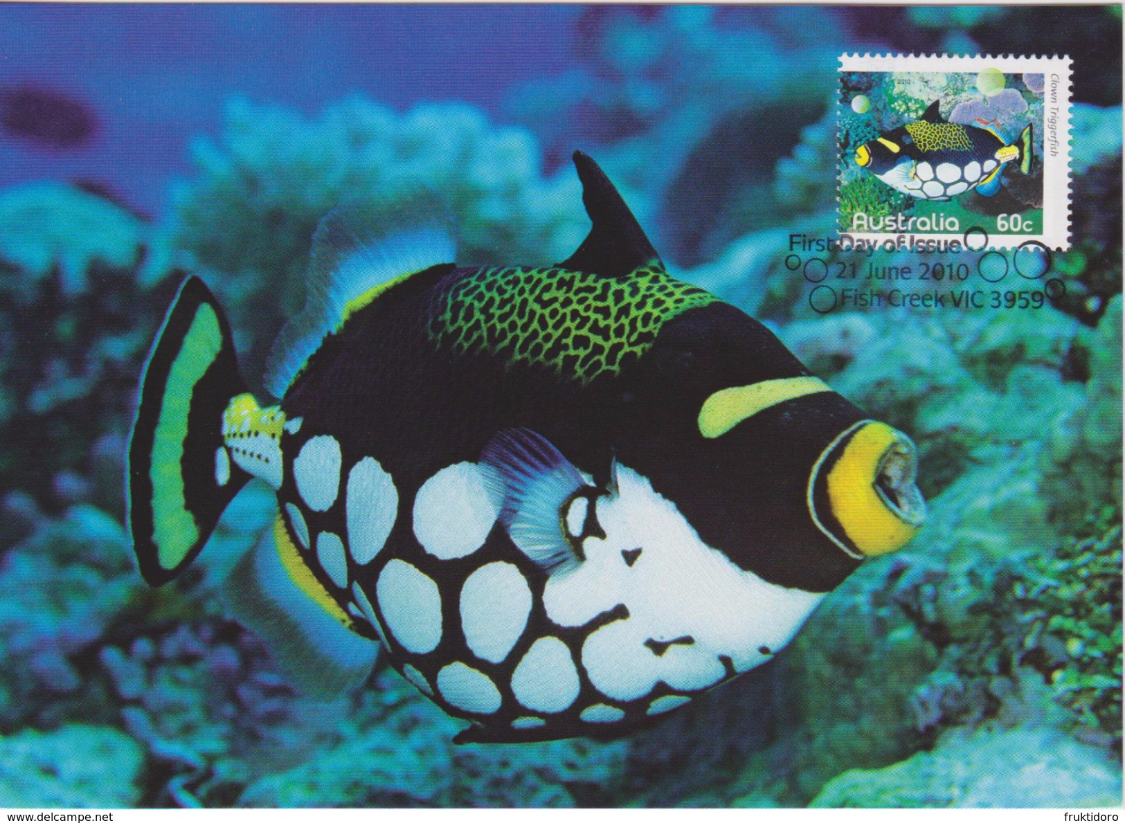 Australia Maximum Card Mi 3393 -  Reef Islands Fish - Clown Triggerfish (Balistoides Conspicillum) - 2010 - Maximum Cards