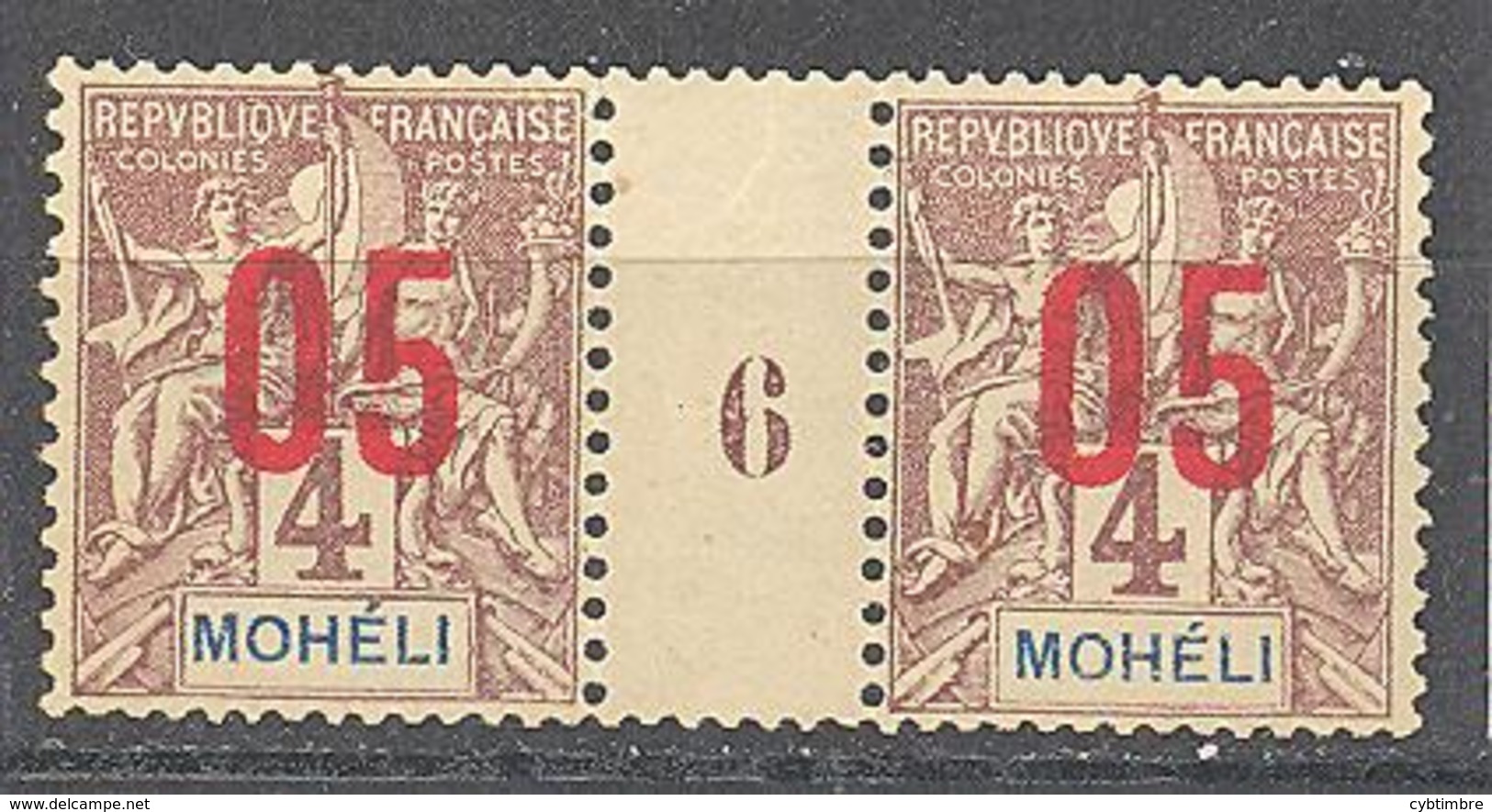 Moheli:Yvert N° 17**; MNH; Millésime 6 - Unused Stamps