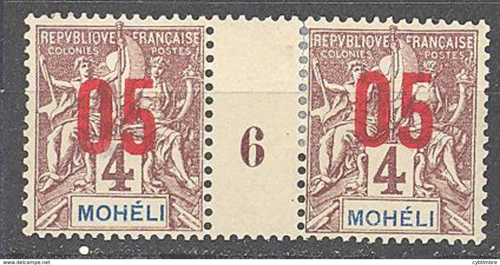 Moheli:Yvert N° 17*; Consolidé; Millésime 6 - Unused Stamps