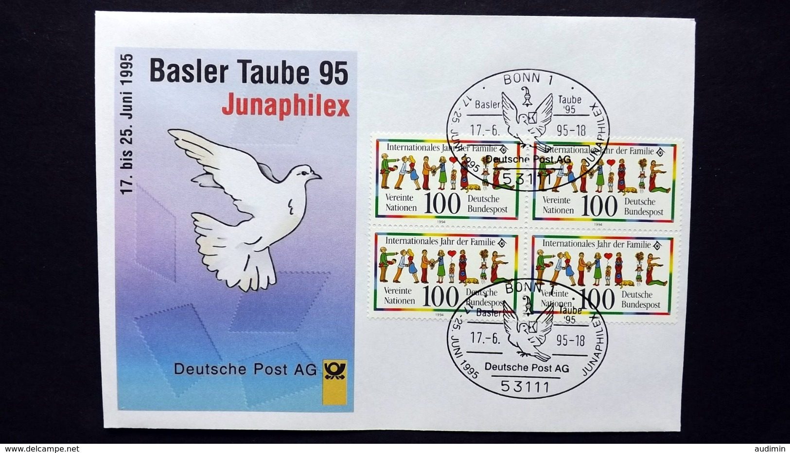 Deutschland BRD, JUNAPHILEX '95, Amtlicher Messebrief Nr. 9 Mit 4x Bund 1711 SST Bonn - Storia Postale