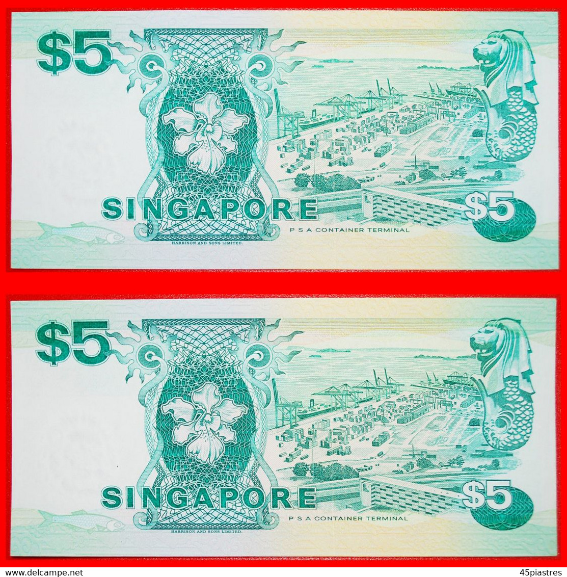 • SHIPS: SINGAPORE ★ 5 DOLLARS (1997)! UNC CRISP! 2 SEQUENCE NUMBERS! LOW START &#x2605; NO RESERVE! - Singapur