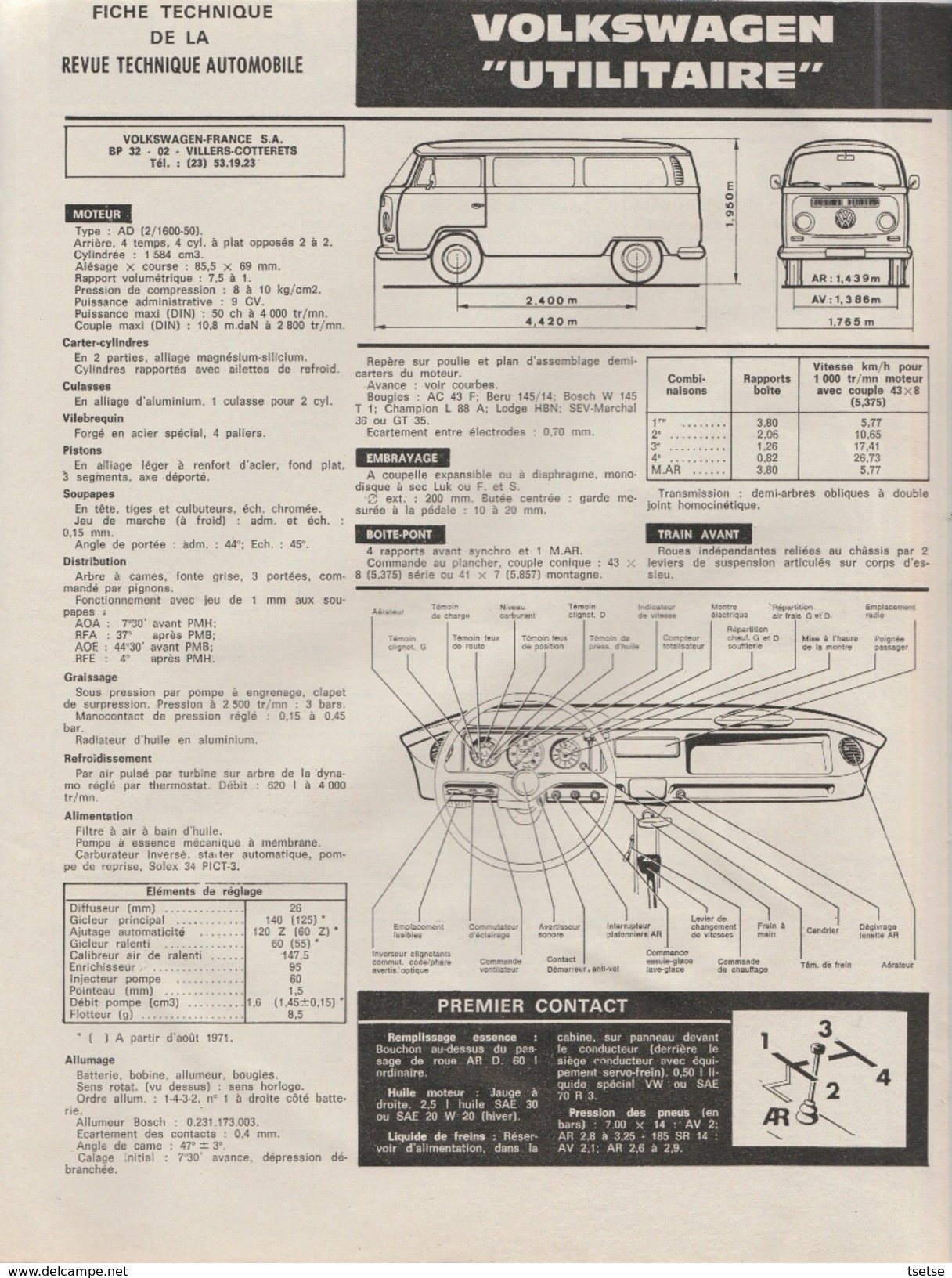 Revue Technique Automoblile ( RTA ) - Volkswagen " Coccinelle " et Utilitaires- 1974