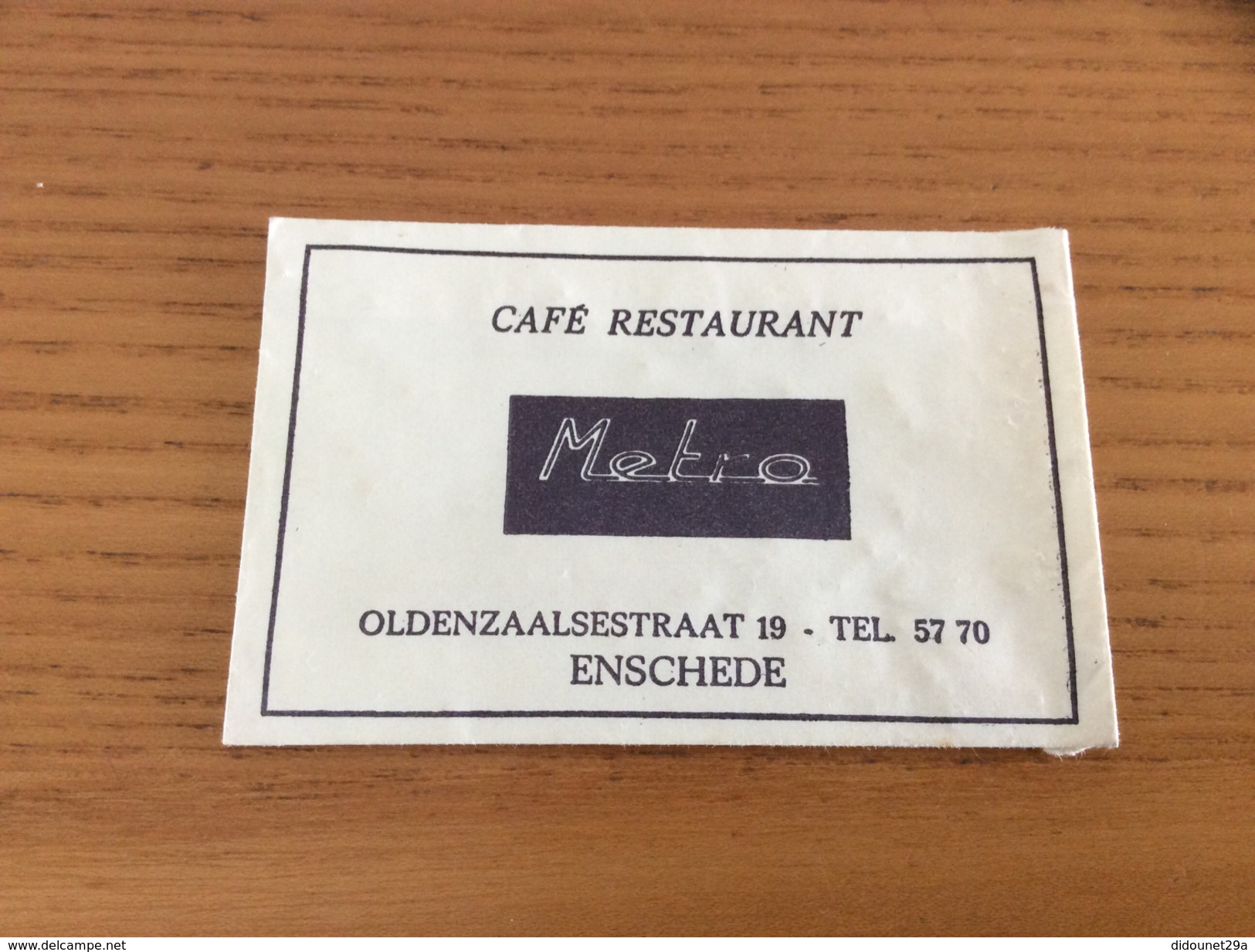 Ancien Sachet De Sucre Pays-Bas Suiker "CAFÉ RESTAURANT Metro - ENSCHEDE" Années 60 - Sugars