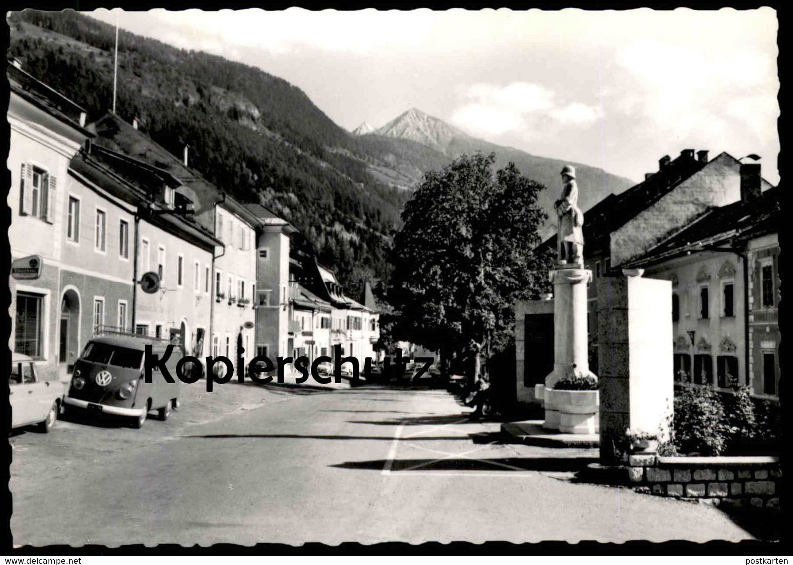 ÄLTERE POSTKARTE SCHROTH KURORT OBERVELLACH IM MÖLLTAL HAUPTPLATZ Volkswagen VW Bus T1 Bulli Denkmal Monument Cpa AK - Obervellach