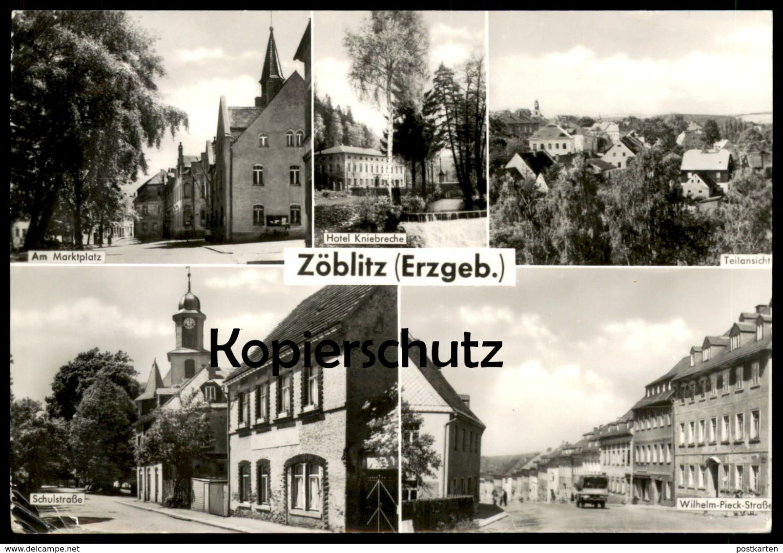 ÄLTERE POSTKARTE ZÖBLITZ ERZGEBIRGE MARKTPLATZ HOTEL KNIEBRECHE WILHELM-PIECK-STRASSE SCHULSTRASSE Ansichtskarte Cpa AK - Zoeblitz