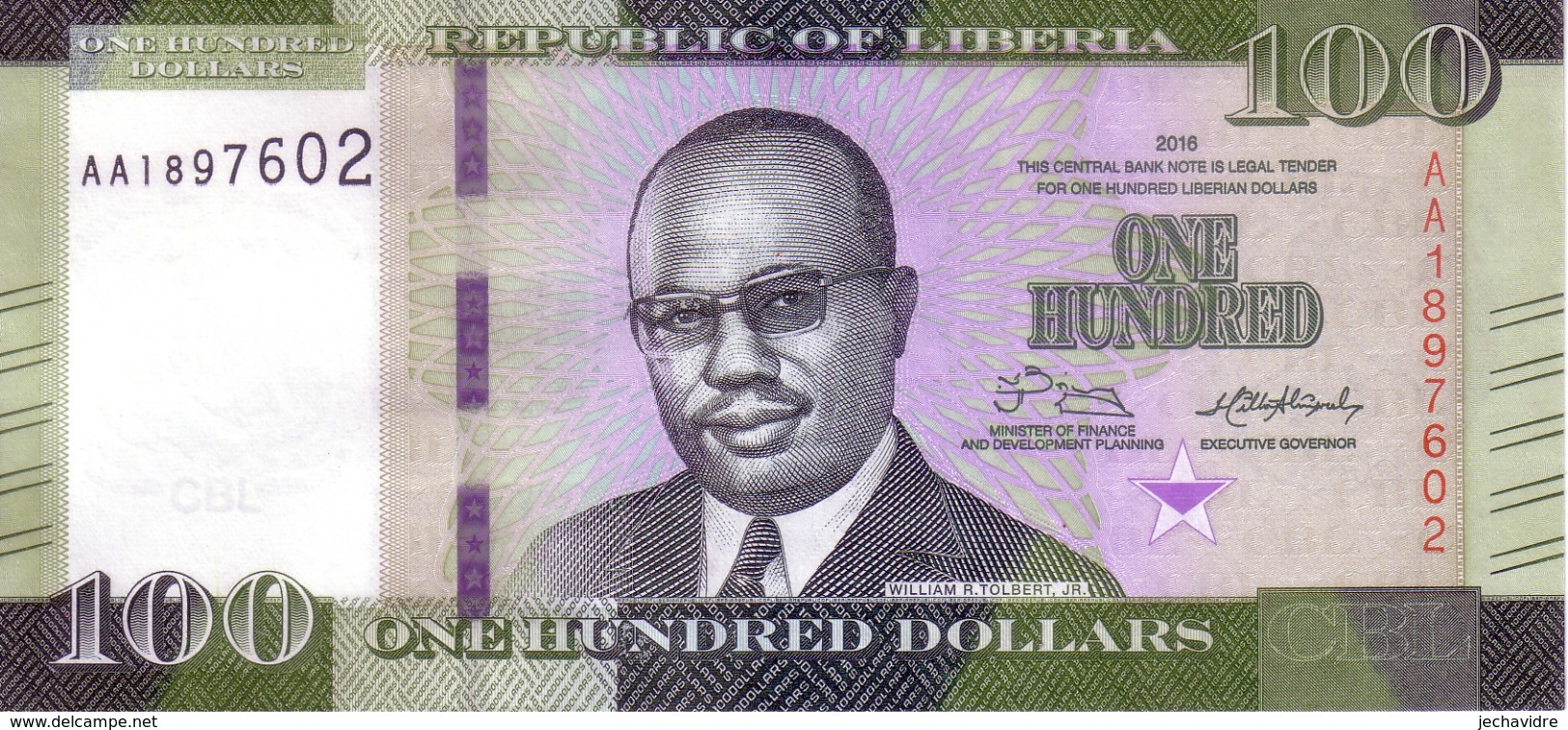 LIBERIA   100  Dollars  Emission De 2016    ***** BILLET  NEUF ***** - Liberia