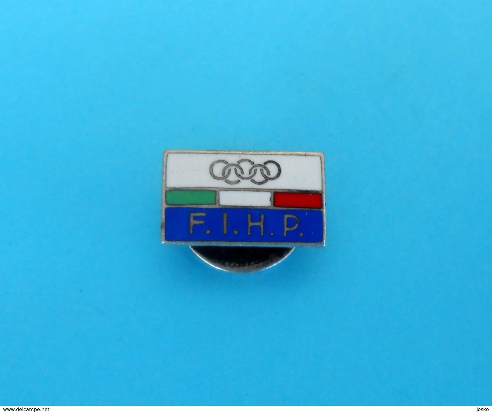 ITALY NOC Ice Hockey & Skating Federation Vintage Enamel Buttonhole Pin Badge Olympic Games Olympia Olympiade Olimpiadi - Olympic Games