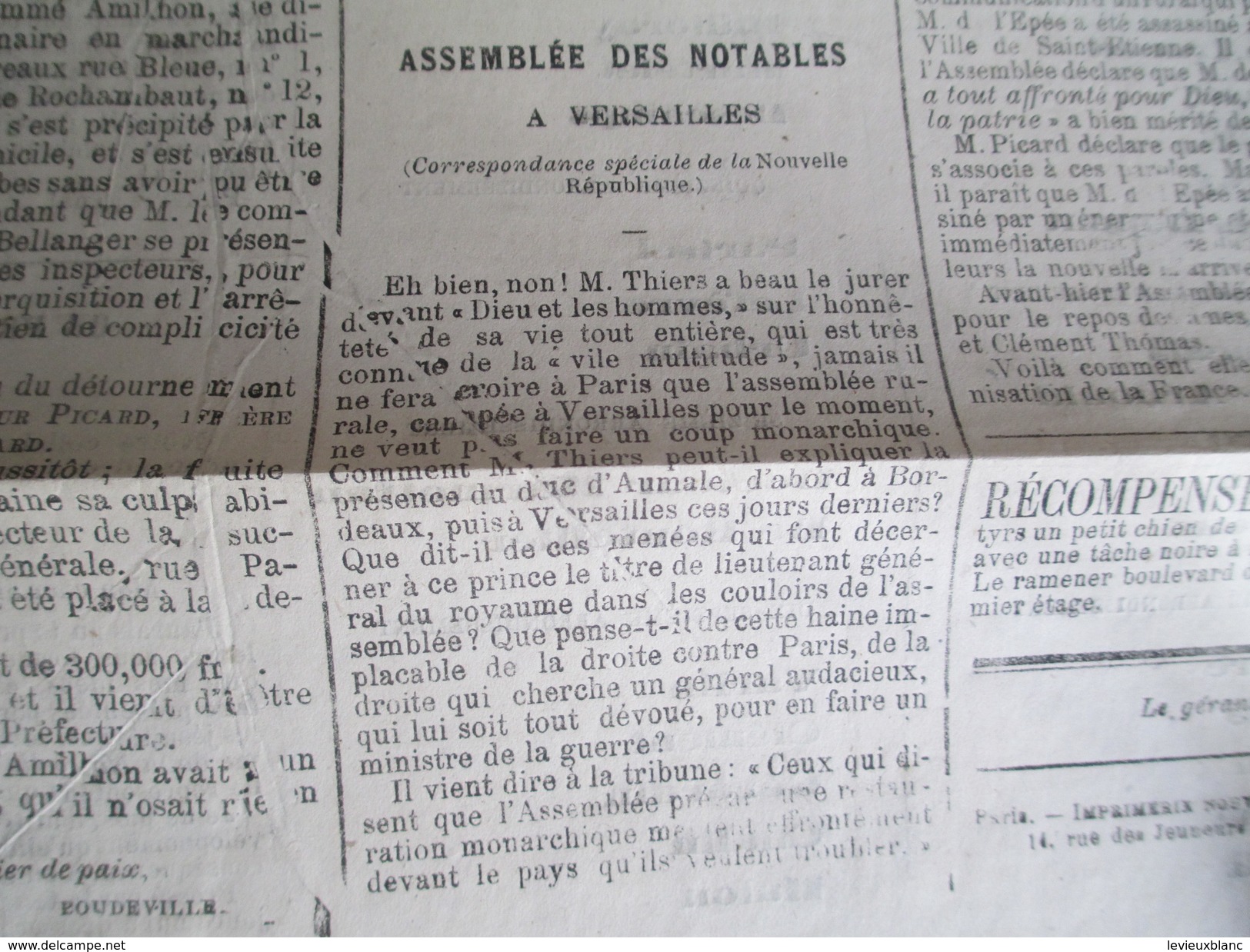 " La Nouvelle République"/29 Mars 1871/ 9 Germinal An 79/ Journal de la Révolution de Paris/Elections/ 1871   VJ119