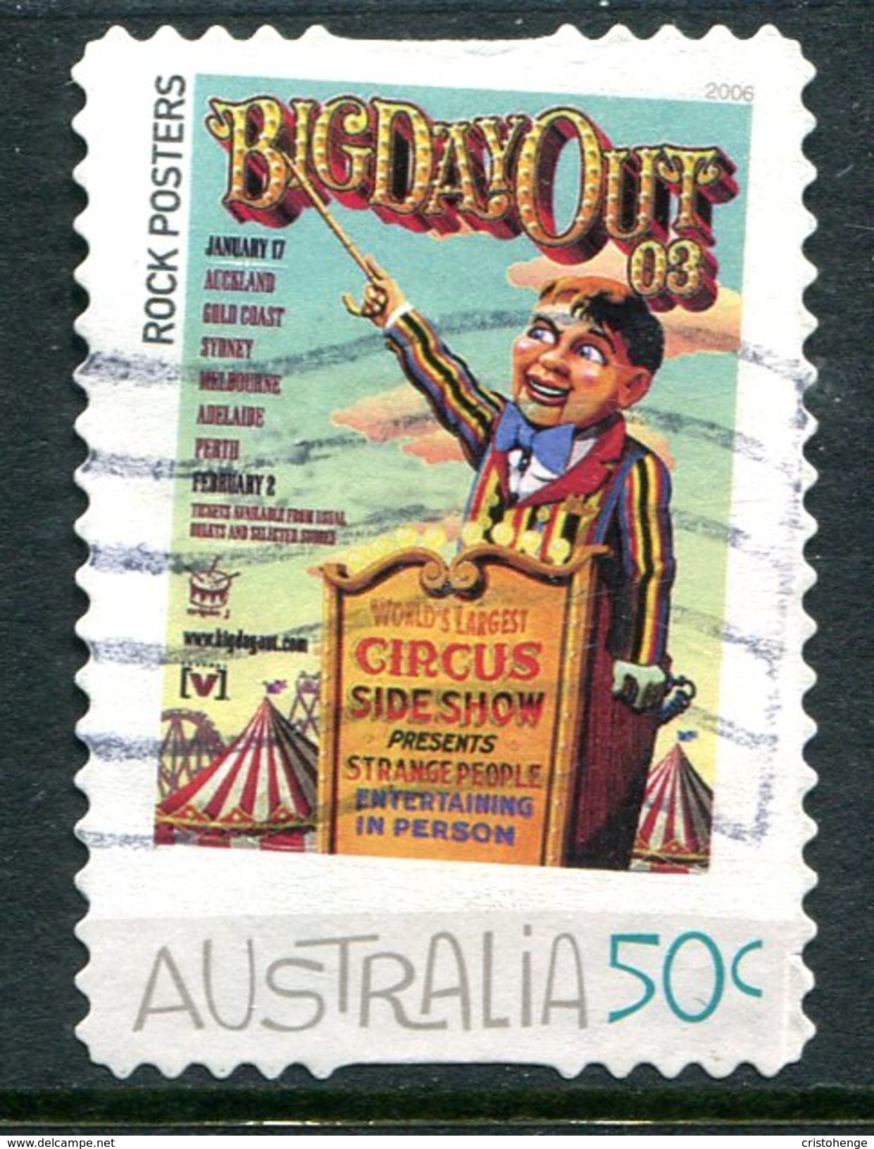 Australia 2006 Rock Posters - Self-adhesive - 50c Value Used - Used Stamps