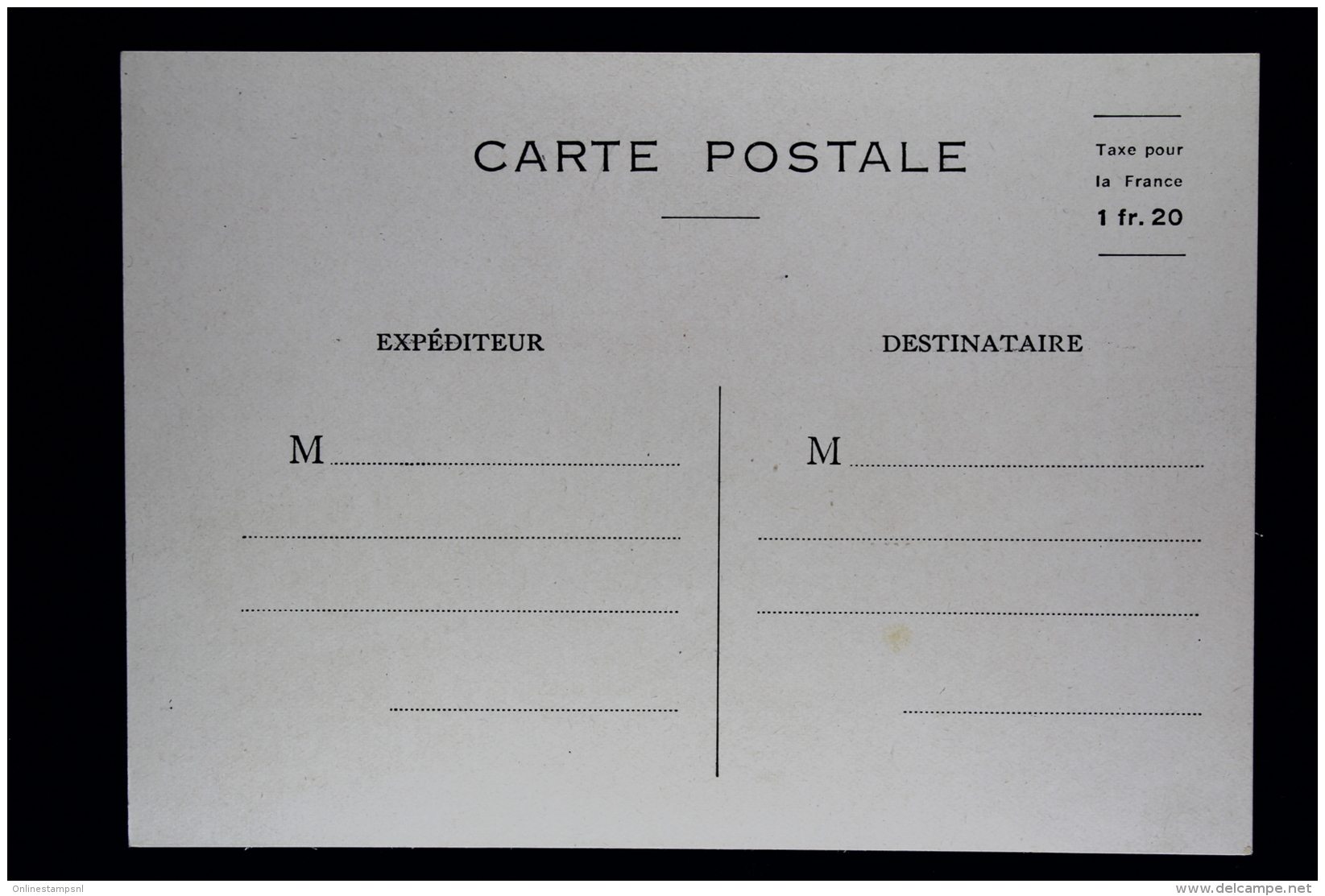 France: 1945  Carte Postale Sans Figurine  Taxe Pour La France 1fr 20 - Letter Cards