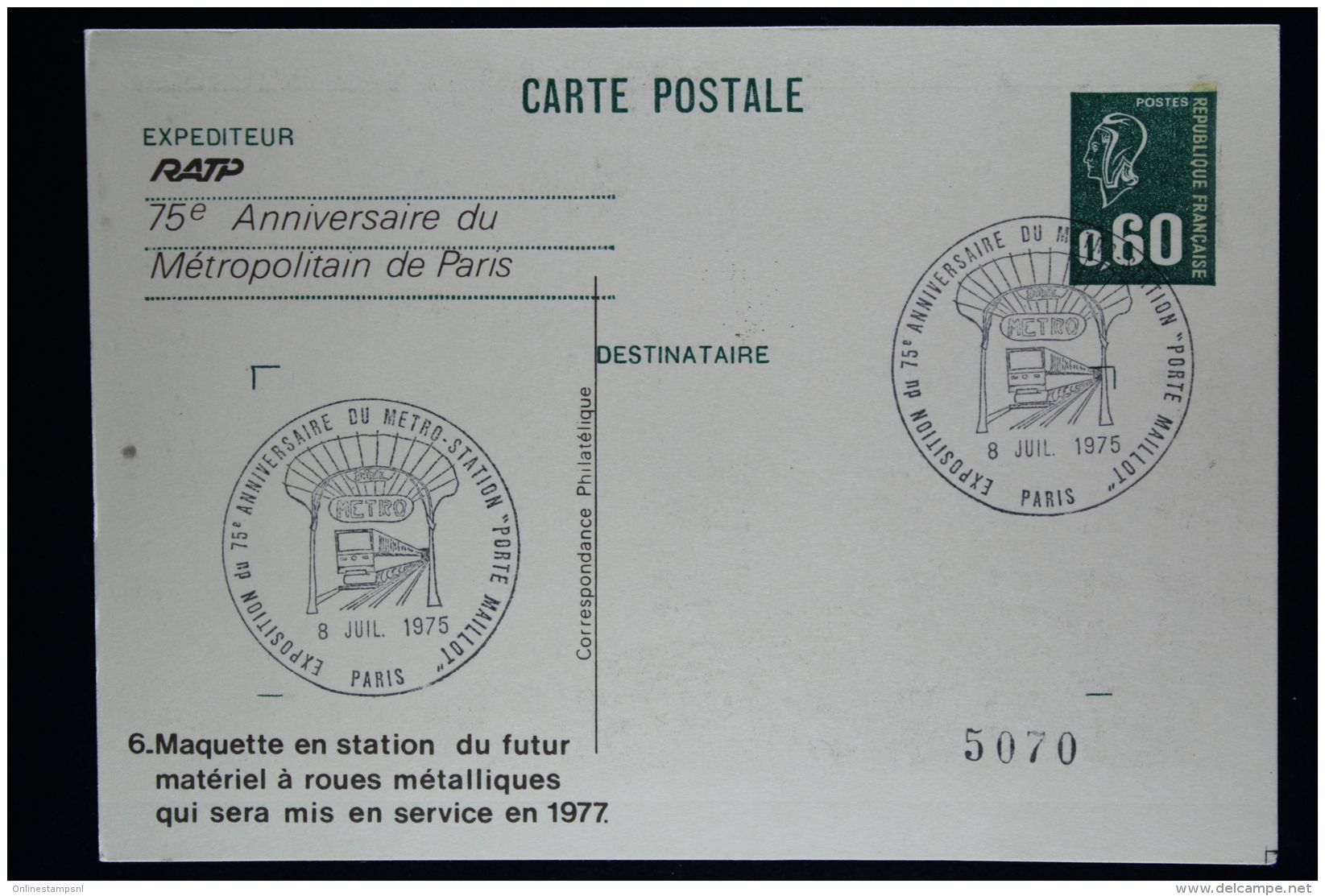 France: Cartes Postale  RATP  75e Anniversaire de