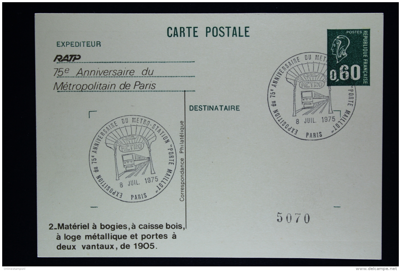 France: Cartes Postale  RATP  75e Anniversaire de