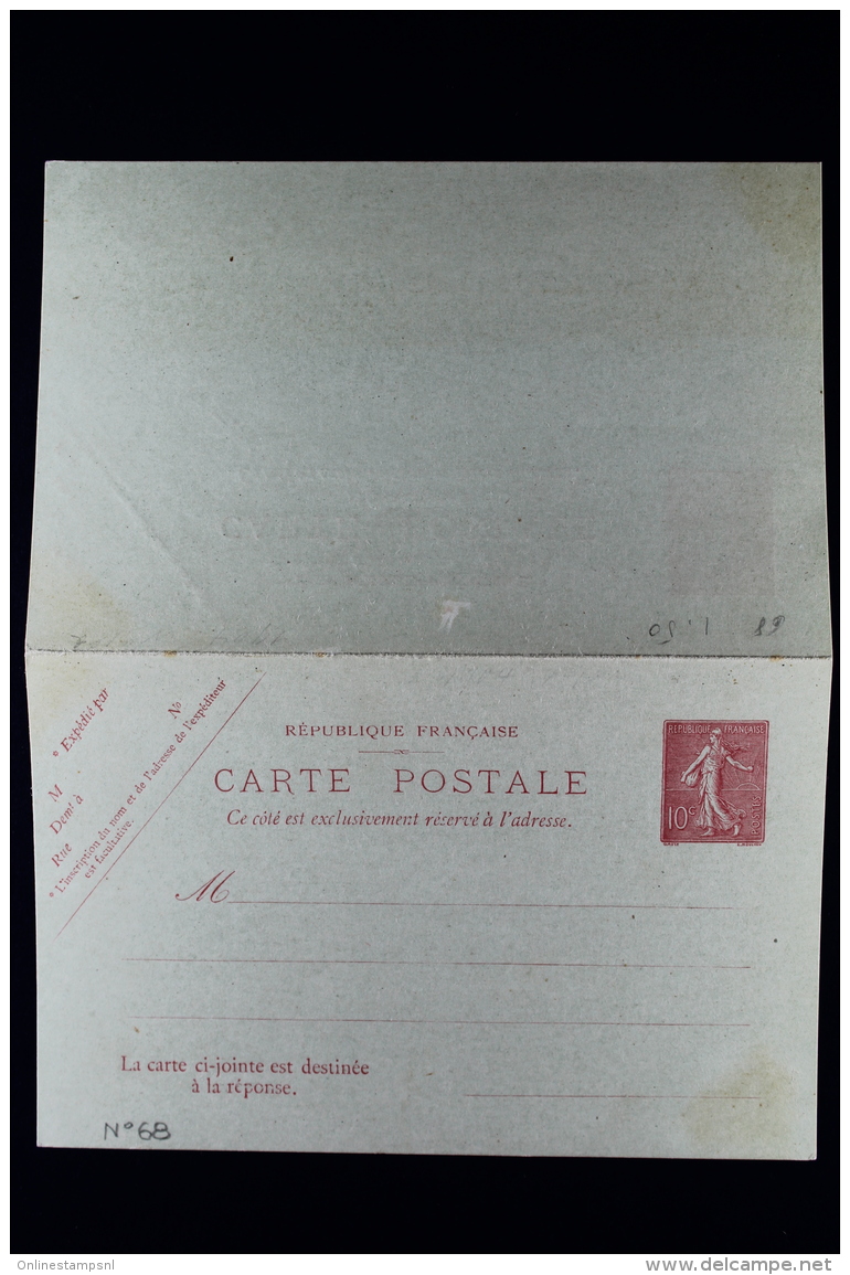 France: Carte Postal Avec Response Payee Type Semeuse Lignée   A6   1906 - Cartoline Postali E Su Commissione Privata TSC (ante 1995)