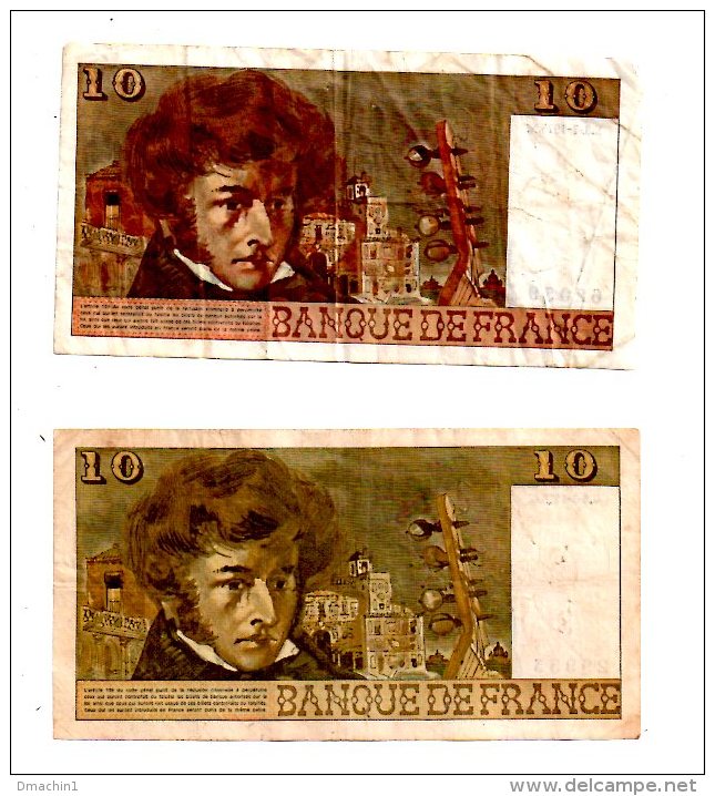 Un Lot De 2 Billets De 10 Francs -voir état - 10 F 1972-1978 ''Berlioz''