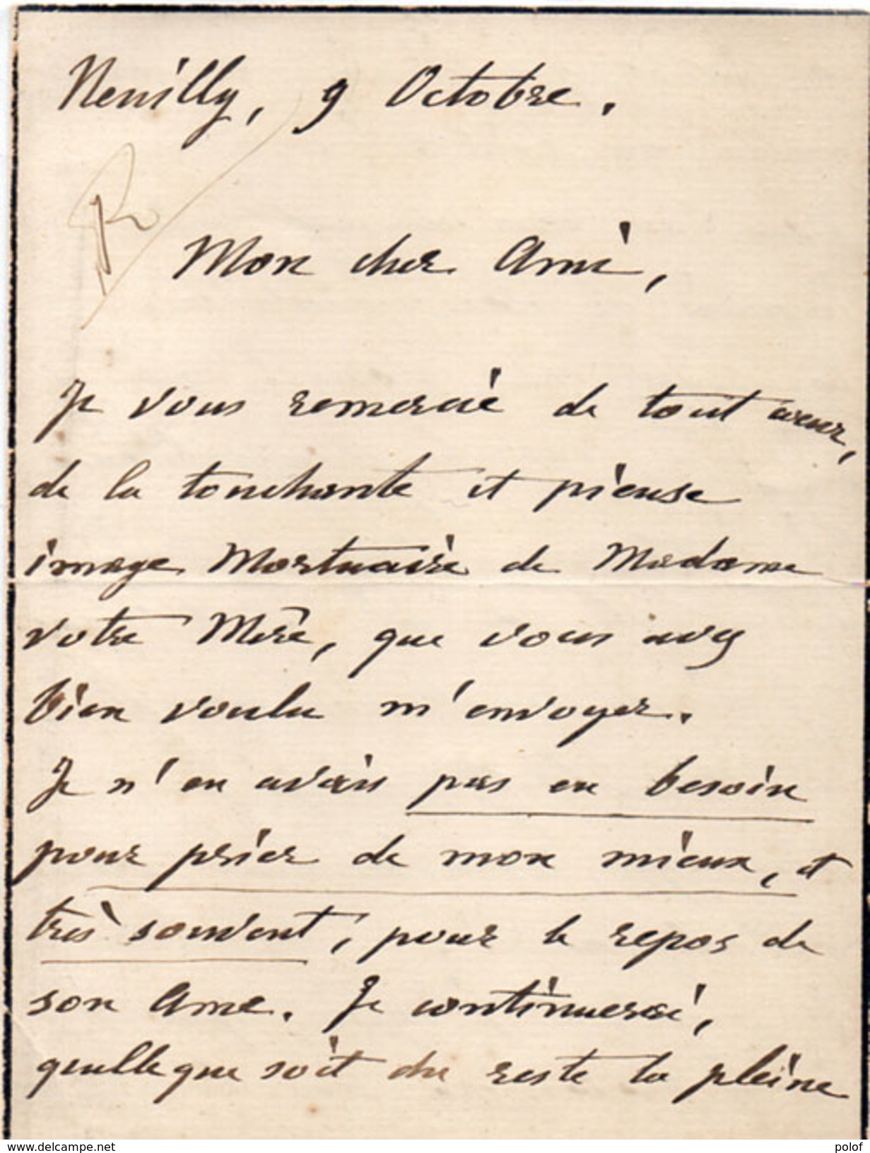 Lettre Adressée De NEULLY  A De Marsaguet Signée "Tristan"   ( 96310) - Autres & Non Classés