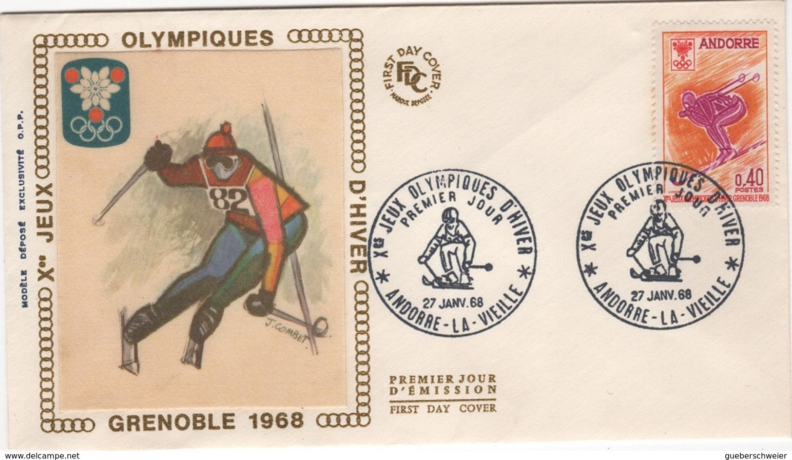 JO68-H/L6 - ANDORRE FDC JEUX OLYMPIQUES DE GRENOBLE 1968 - FDC