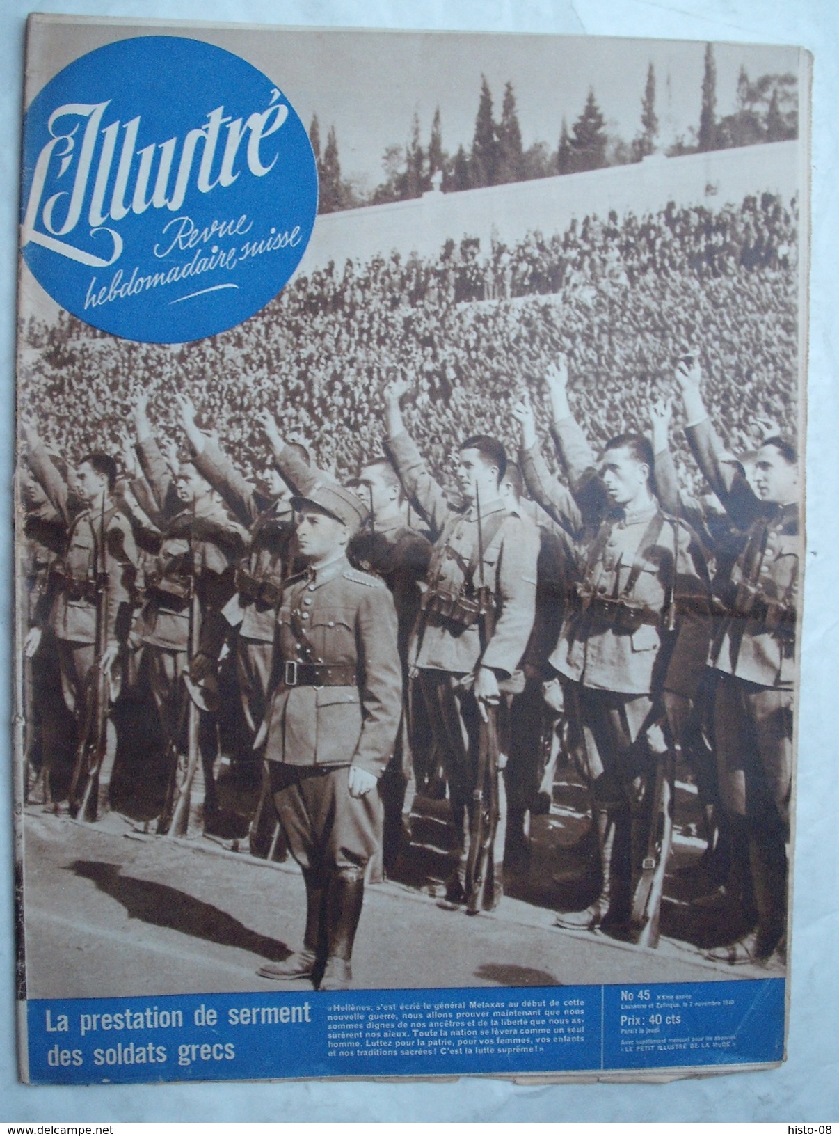 L'ILLUSTRE ( SUISSE ) .1940 : HITLER - PETAIN . GUERRE AERIENNE . LA GRECE . ACTUALITES . Etc ... - General Issues