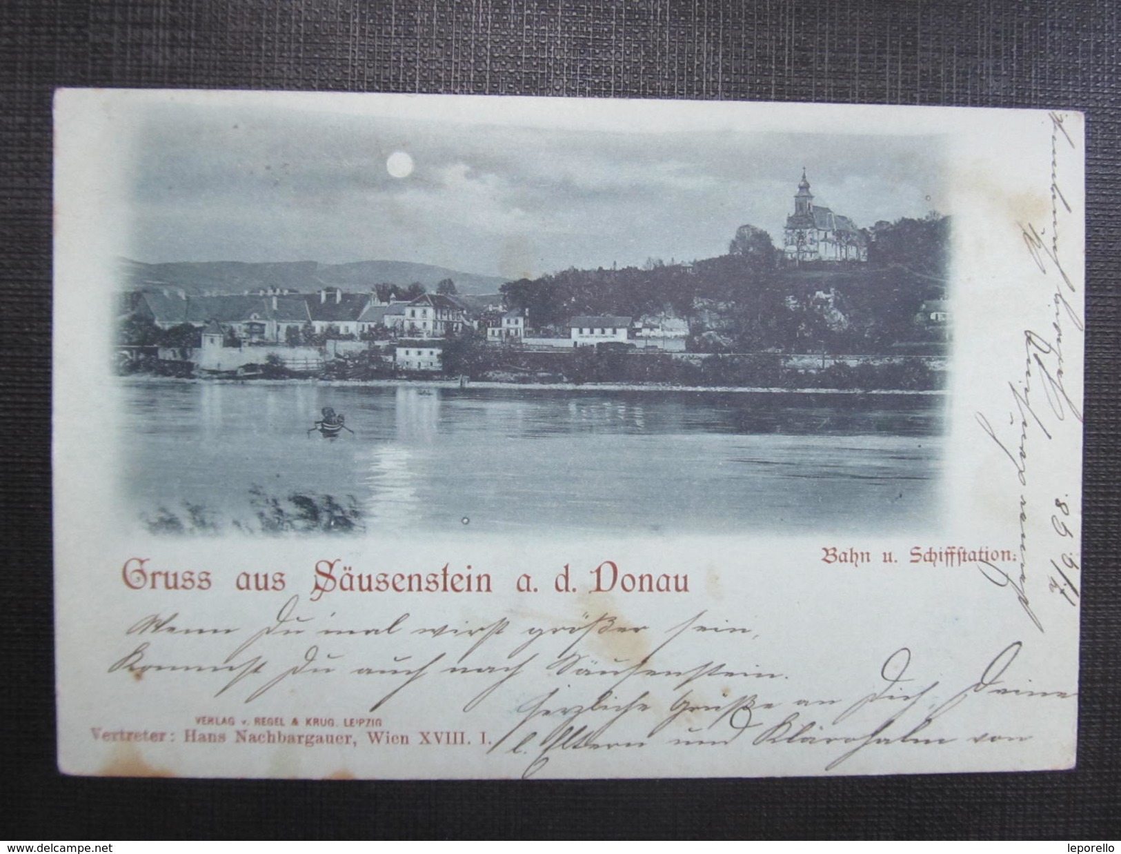 AK SÄUSENSTEIN A.d.Donau B. Melk Mondschein 1898 // D*23924 - Melk