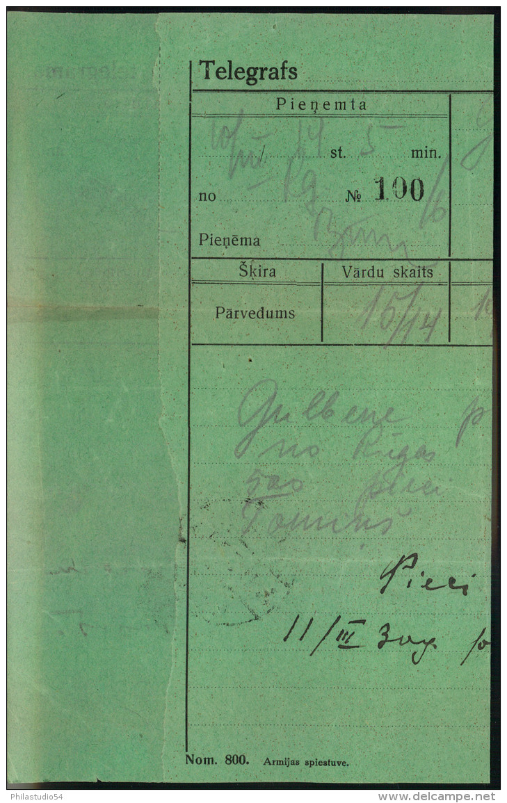 1930, Telegraphic Money Order From GULBENE - Lettland