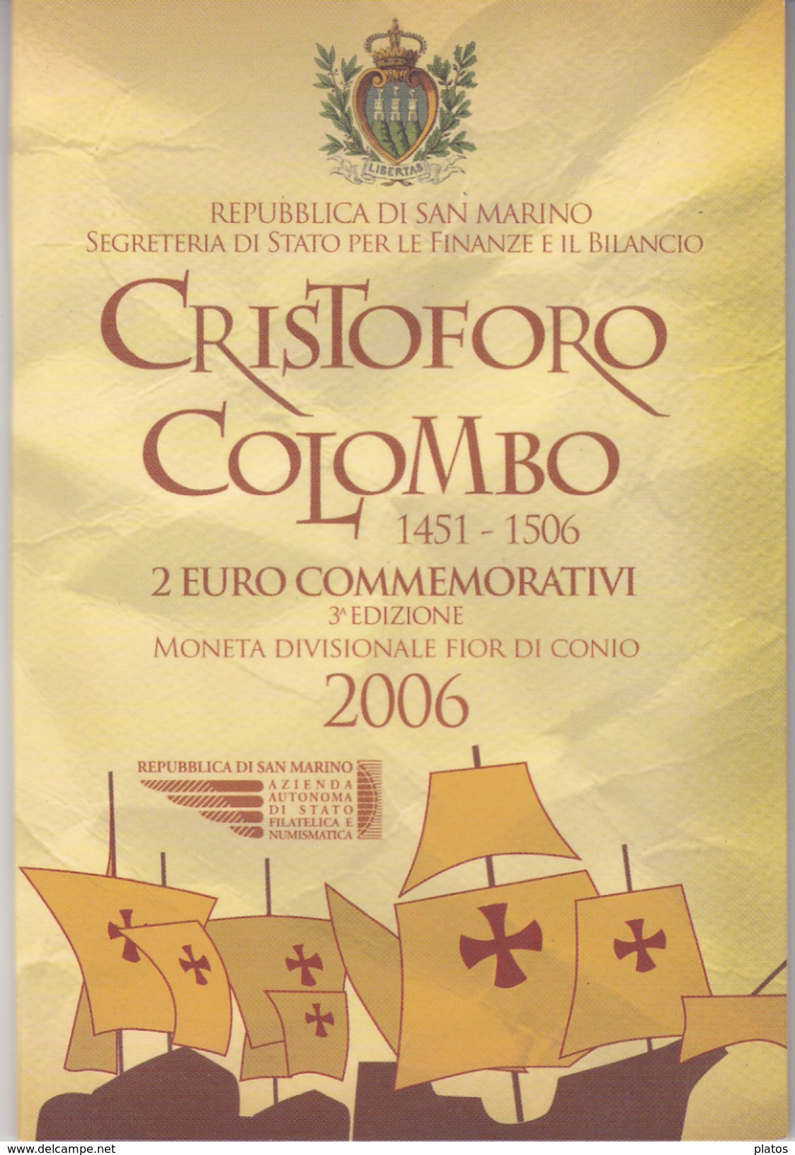 San Marino - 2006 -  2 Euro Cristoforo Colombo - F D C - San Marino