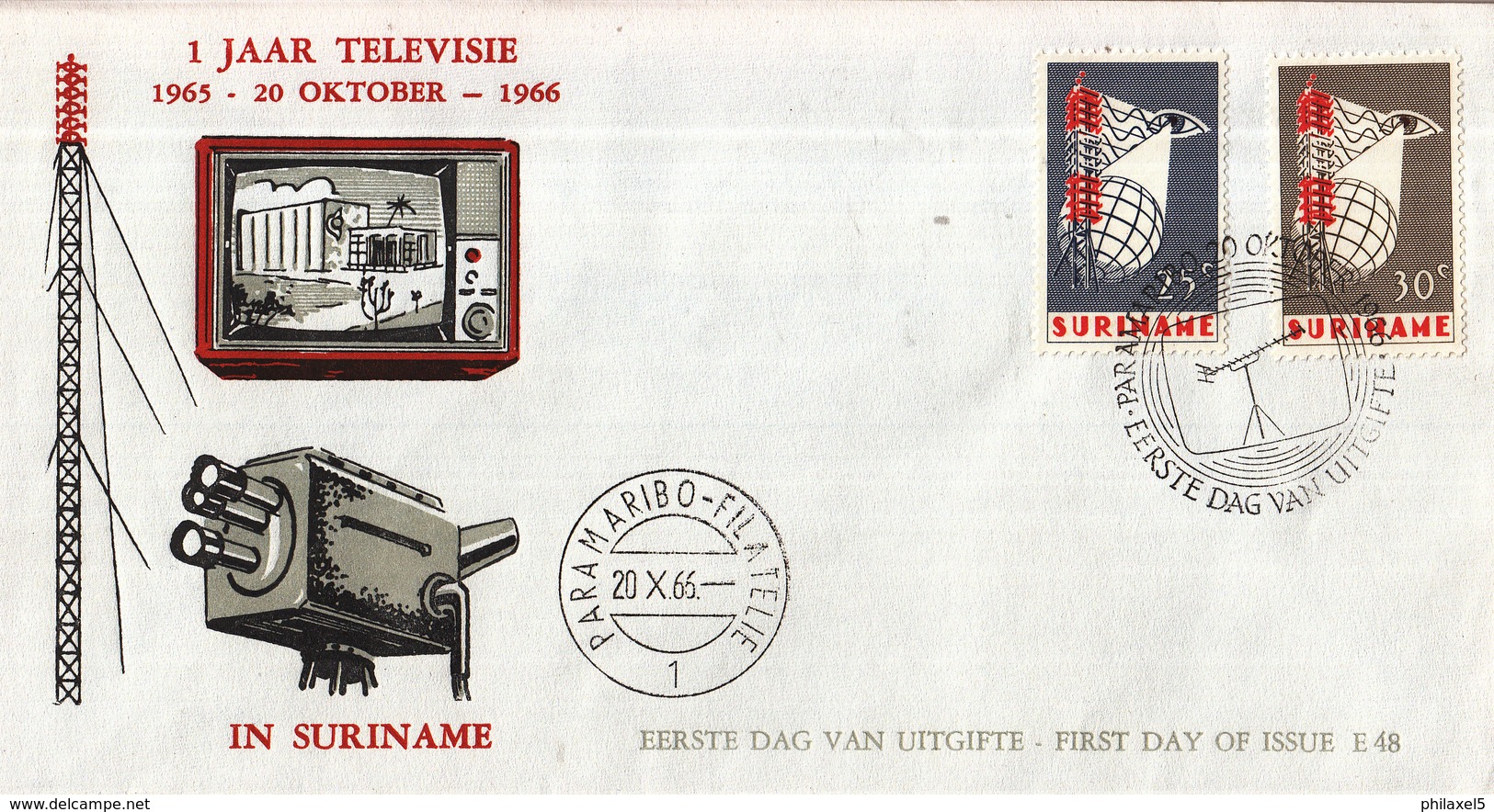 Suriname - FDC E48 - Invoering Van Televisie In Suriname - NVPH 460 - 461 - Suriname ... - 1975