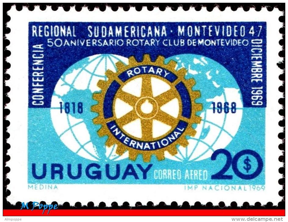 Ref. UR-C354 URUGUAY 1969 ROTARY, ROTARY CONFERENCE AND THE, 50TH ANNIV., MI# 1155, MNH 1V Sc# C354 - Rotary, Lions Club