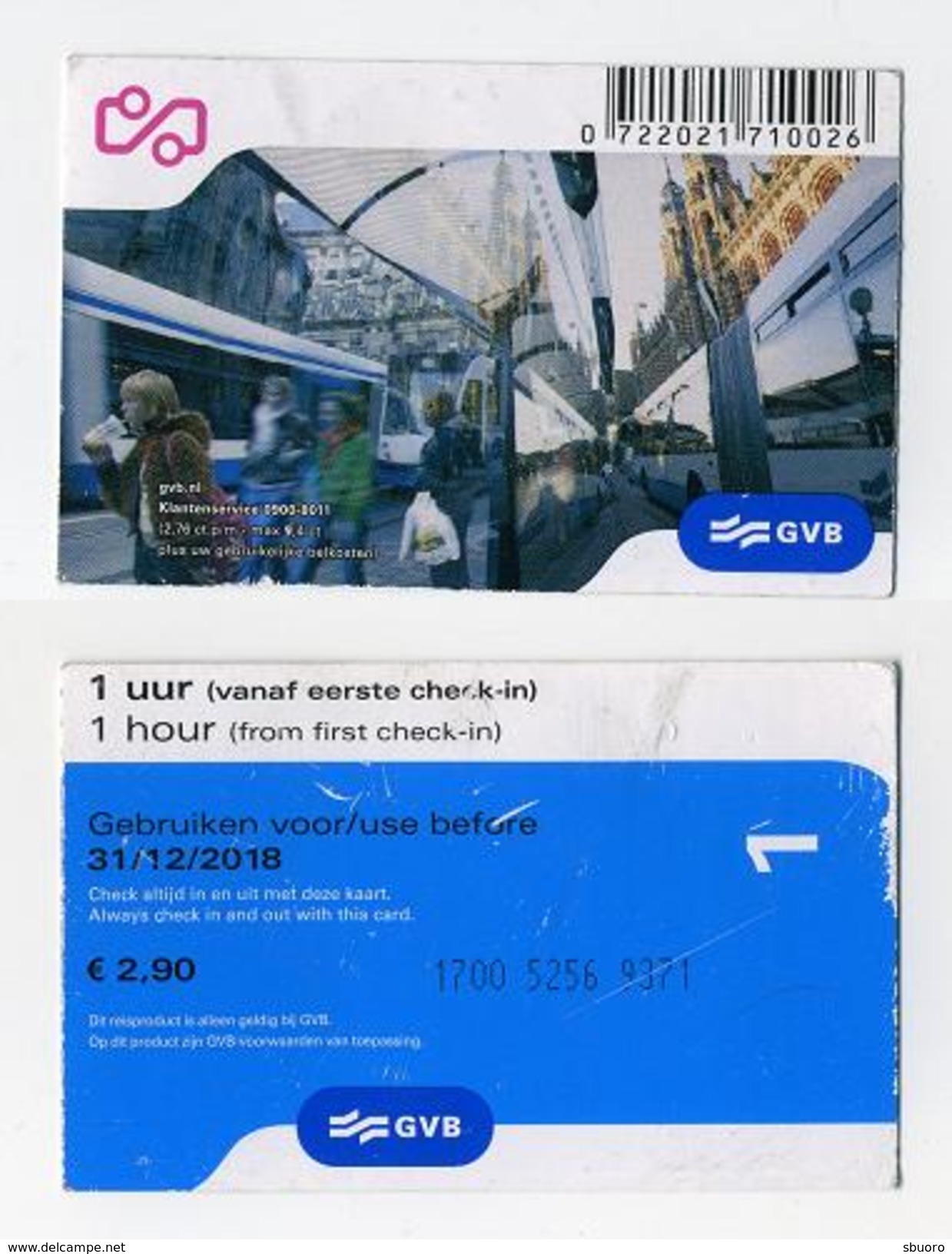 Ticket De Transport Métro Bus Usagé - Pays-Bas Hollande Hollandia Nederland Netherlands Niederland - Europe