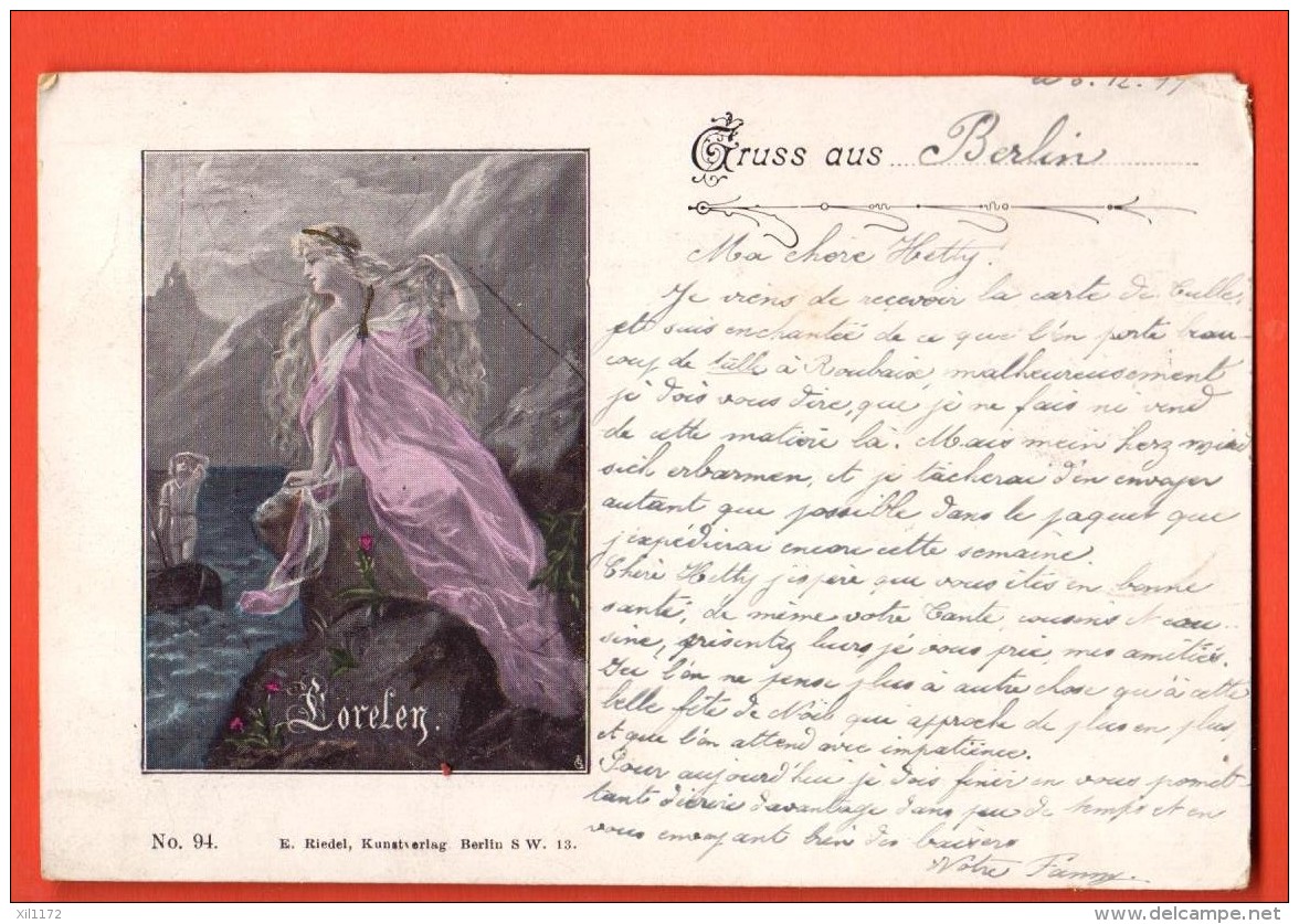 IBL-17  Gruss Aus ...   Lorelen.  Litho Gelaufen In 1899 Nah Roubaix FR. - Greetings From...