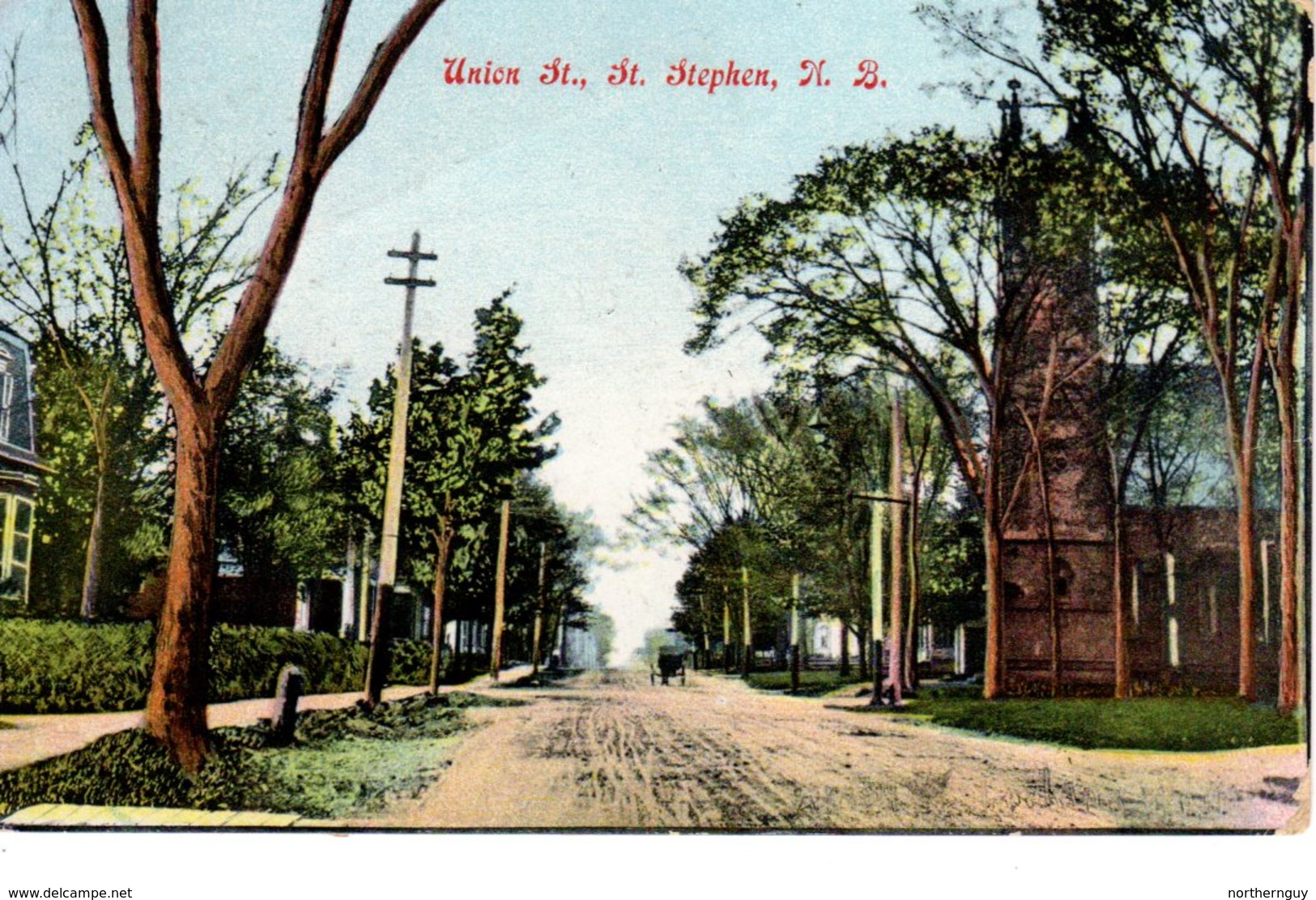 ST. STEPHEN, New Brunswick , Canada,  Union Street & Church, Pre-1920 Fairfield Postcard - Autres & Non Classés