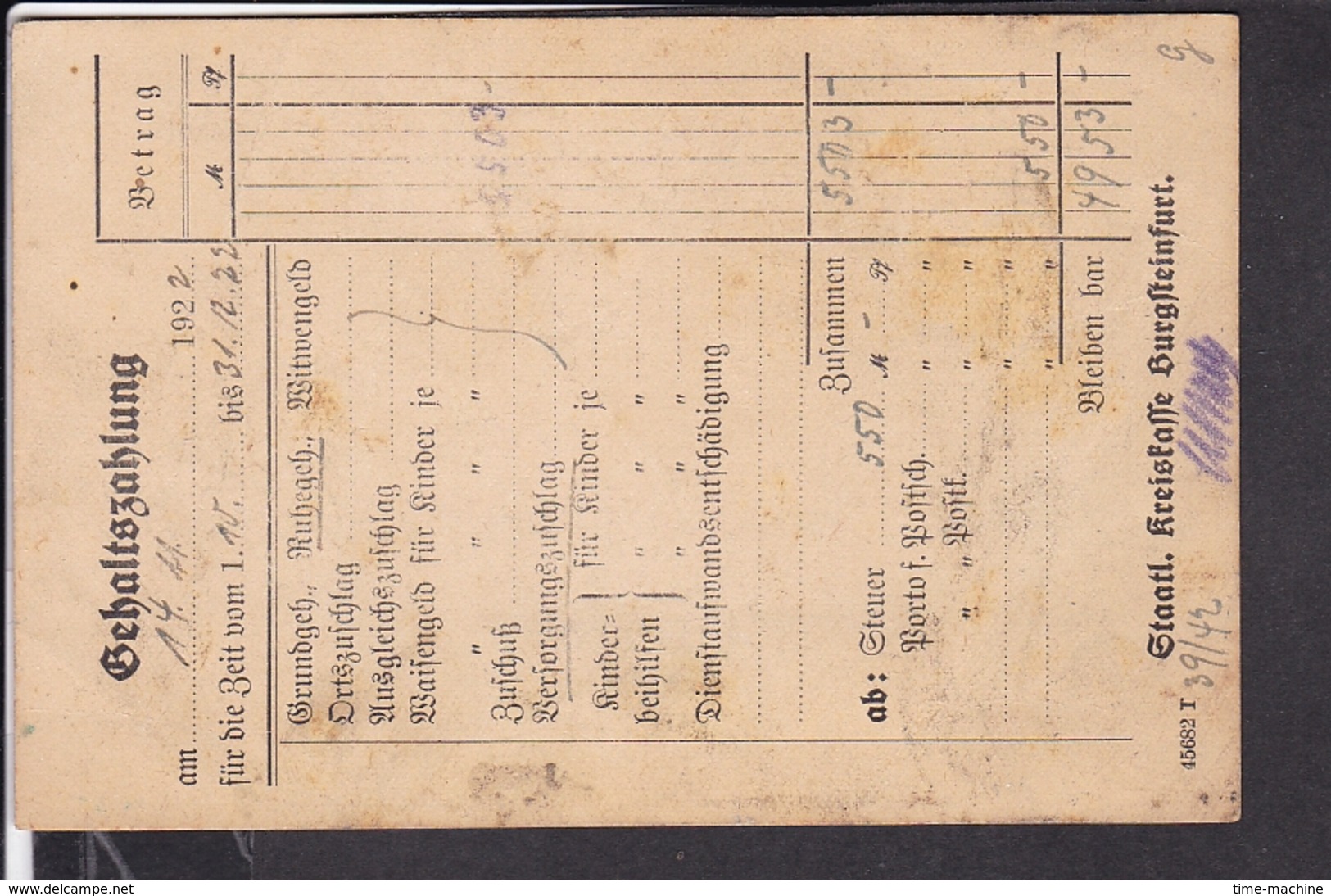 Deutsches Reich Dienstmarken Stempel Burgsteinfurt 1922 - Briefe U. Dokumente