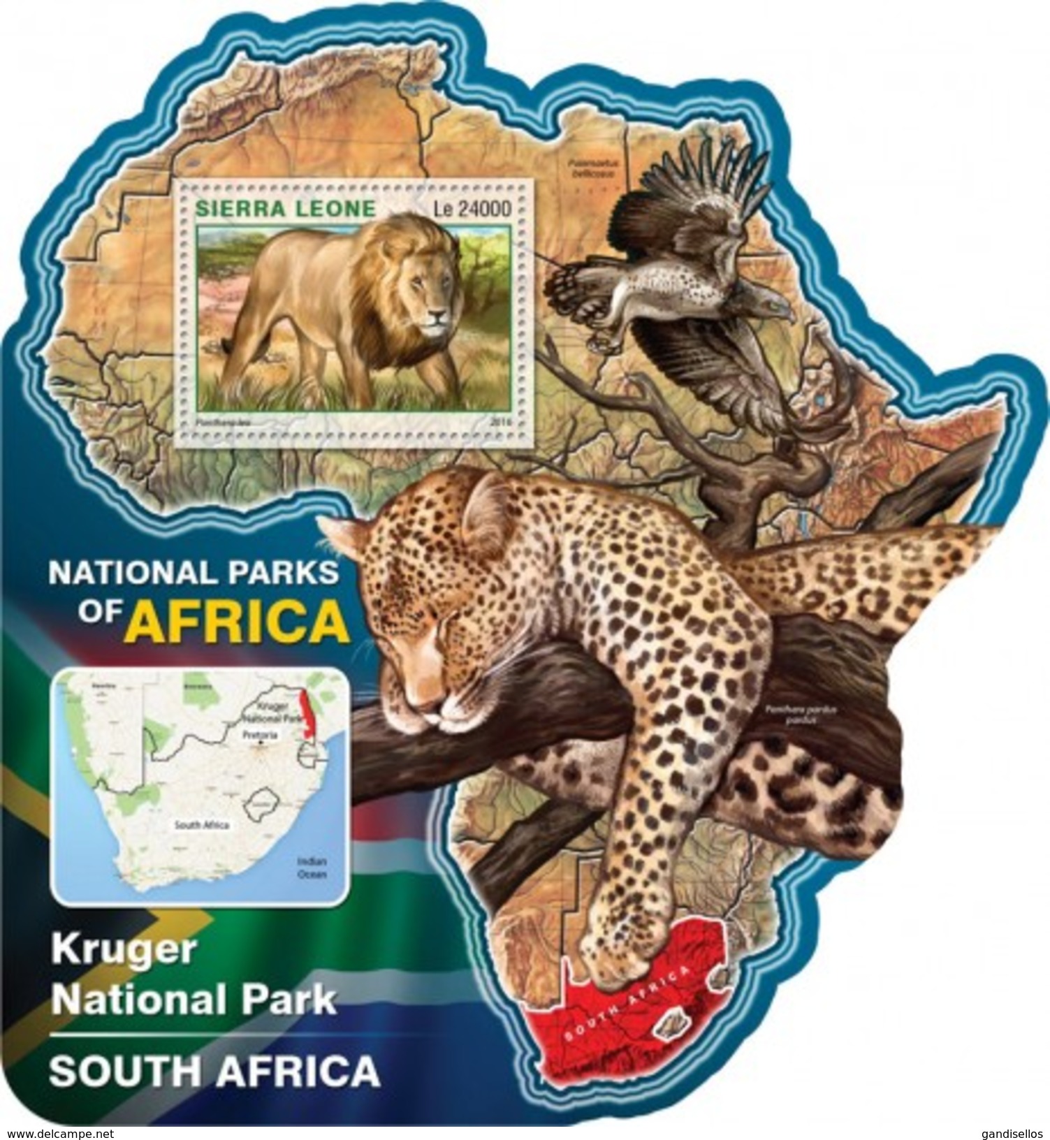 SIERRA LEONE 2016 SHEET NATIONAL PARK SOUTH AFRICA WILDLIFE Srl16515b - Sierra Leone (1961-...)