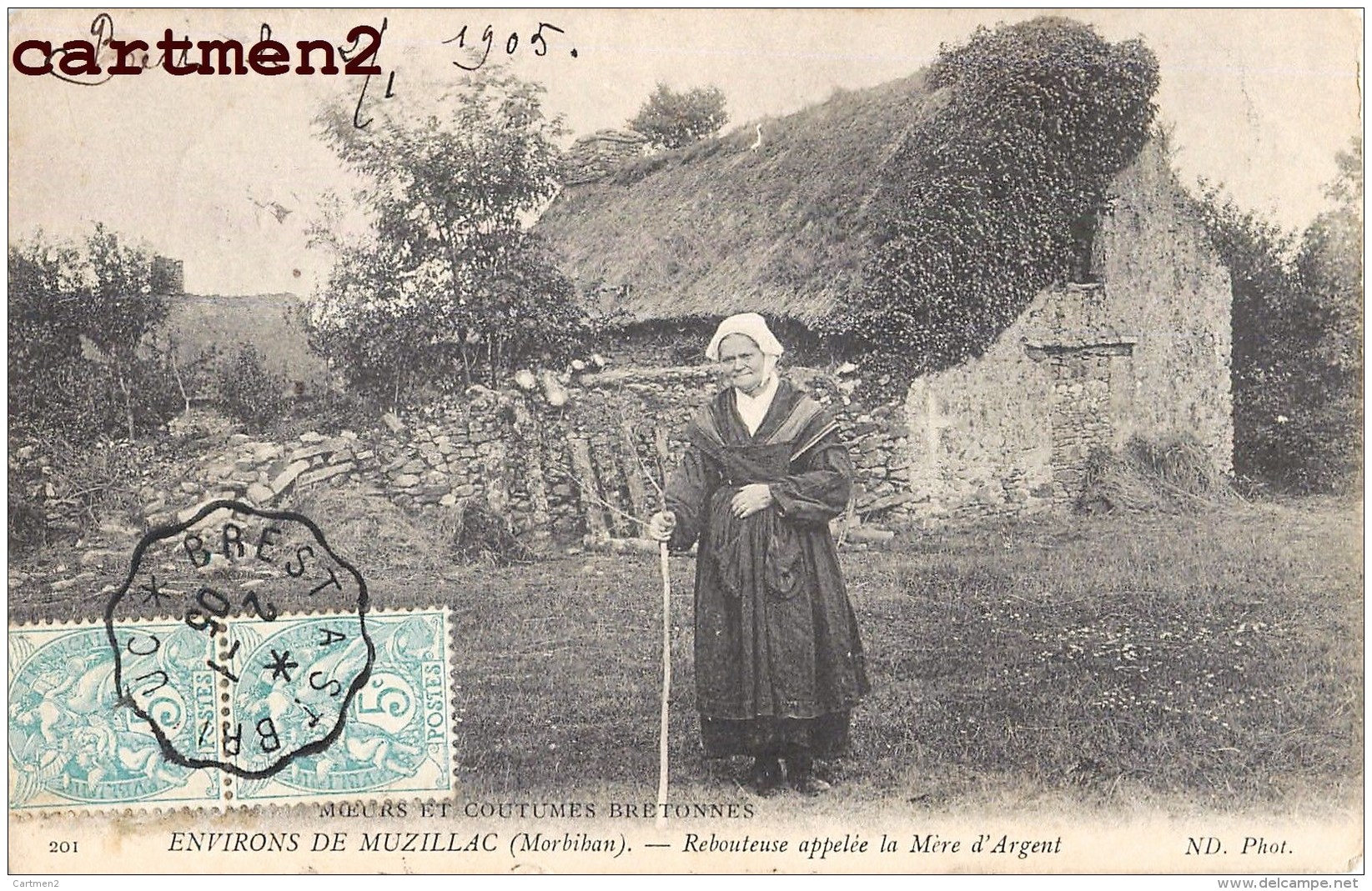 ENVIRONS DE MUZILLAC REBOUTEUSE APPELEE LA MERE D'ARGENT MEDECINE COUTUMES FOLKLORE 56 MORBIHAN BRETAGNE - Muzillac