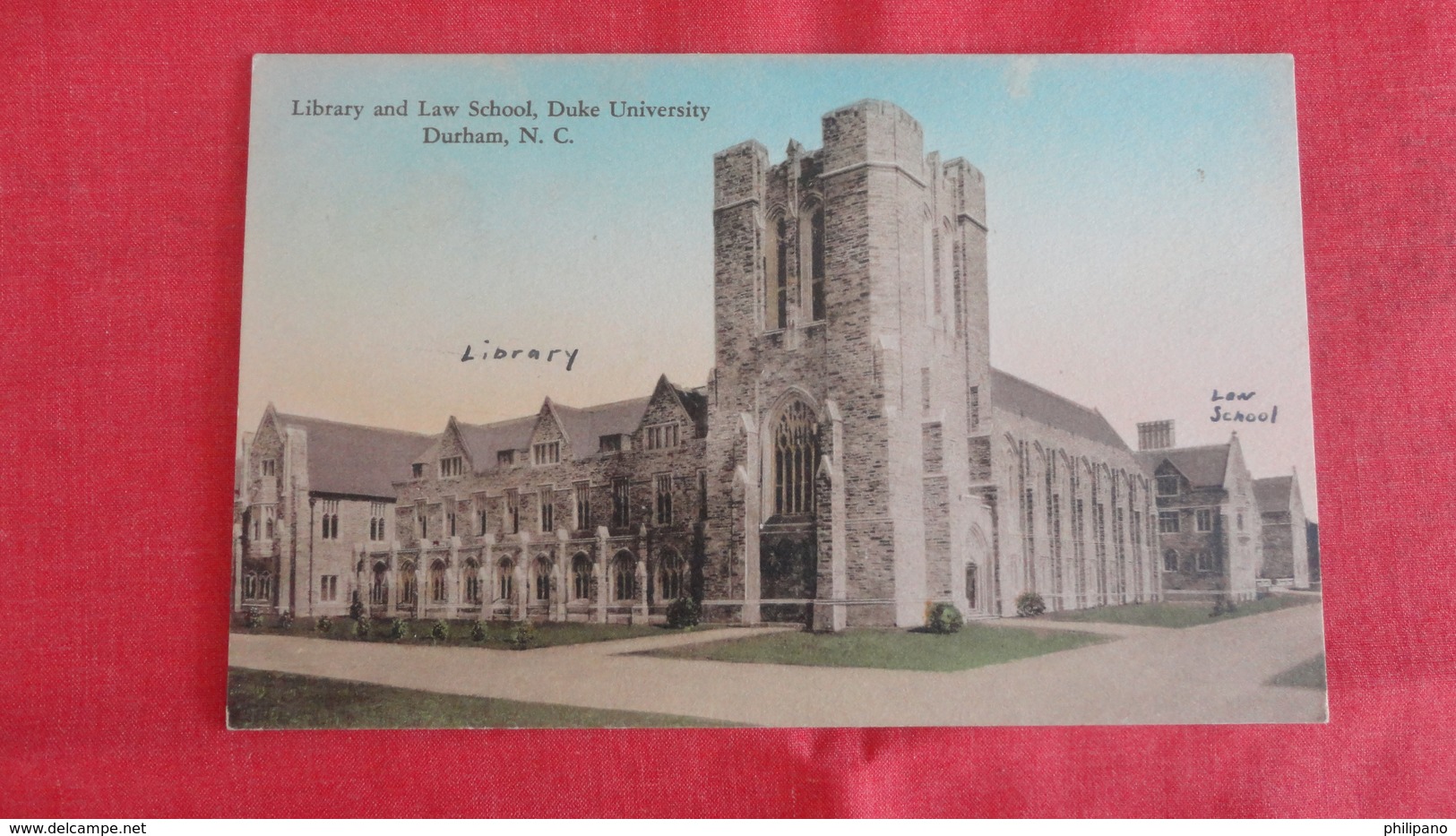 Library & Law School   Duke University-- Hand Colored   - North Carolina > Durham==  >-ref 2552 - Durham