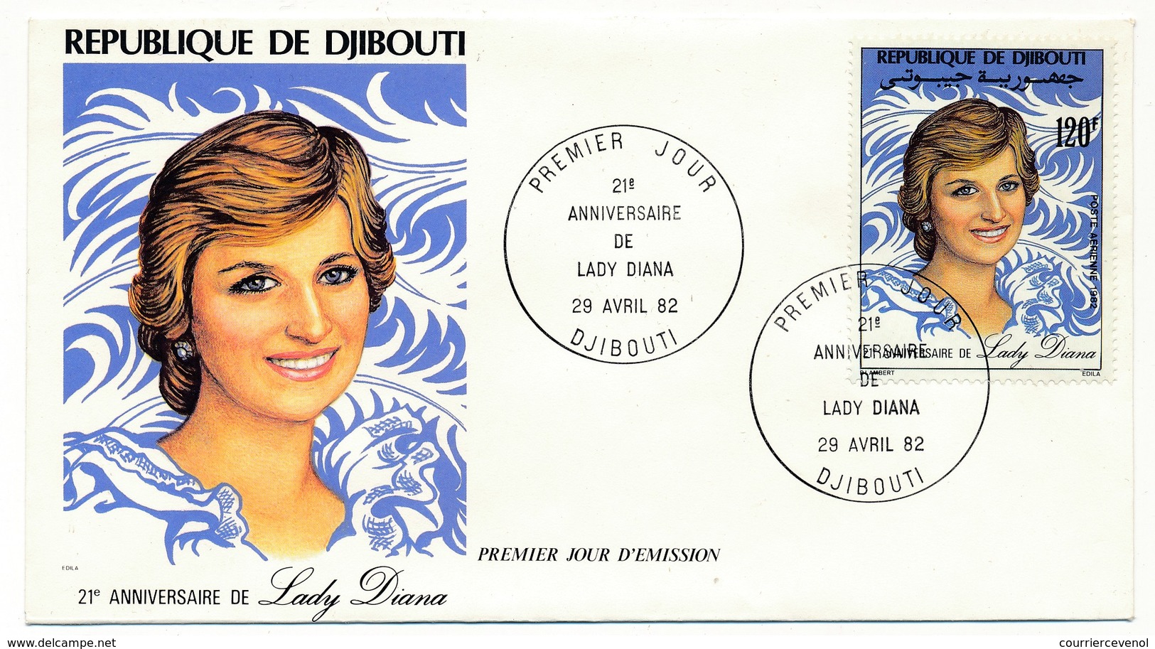 DJIBOUTI => 2 FDC - 21eme Anniversaire Princesse Lady Diana - 29 Avril 1982 - Dschibuti (1977-...)