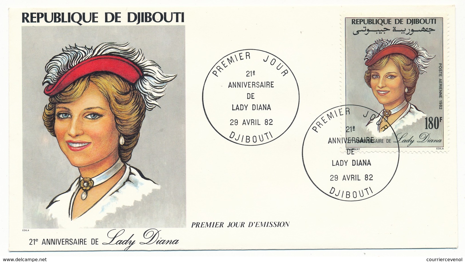 DJIBOUTI => 2 FDC - 21eme Anniversaire Princesse Lady Diana - 29 Avril 1982 - Dschibuti (1977-...)