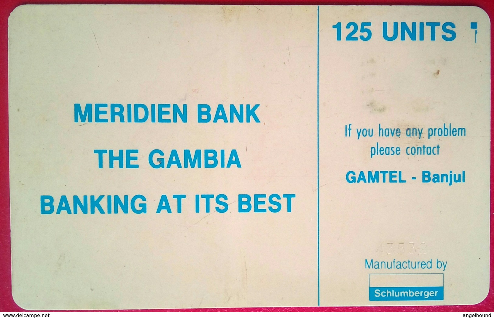 Gamibia  125 Units Meridien Bank Chip Card - Gambia