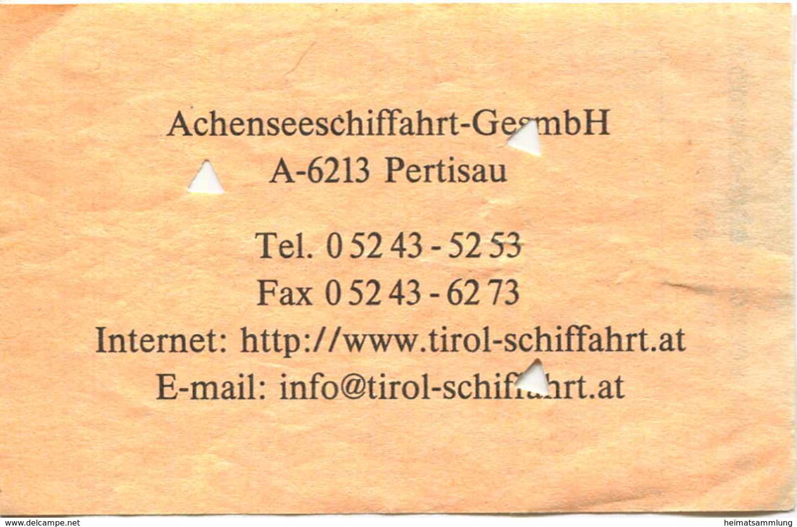Österreich - Achenseeschiffahrt-GesmbH Pertisau - Fahrschein Zone 4 - Europe
