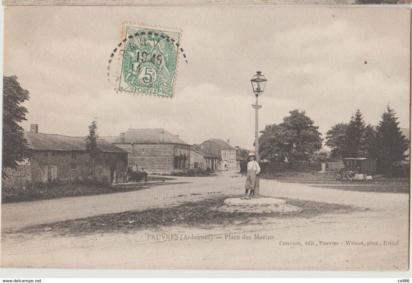 08 Pauvres 1907  Place De Mazins éditeur Costeaux édir Pauvres Wilmet Phot Rethel 300 Habitants En 1908 - Autres & Non Classés