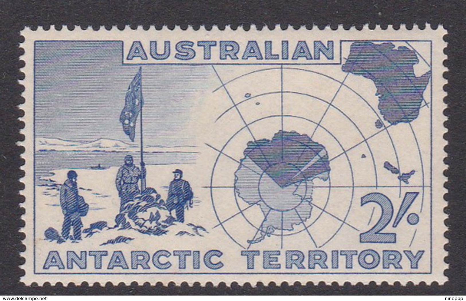 Australian Antarctic Territory  ASC 1 1957  Two Shillings Blue MNH - Unused Stamps