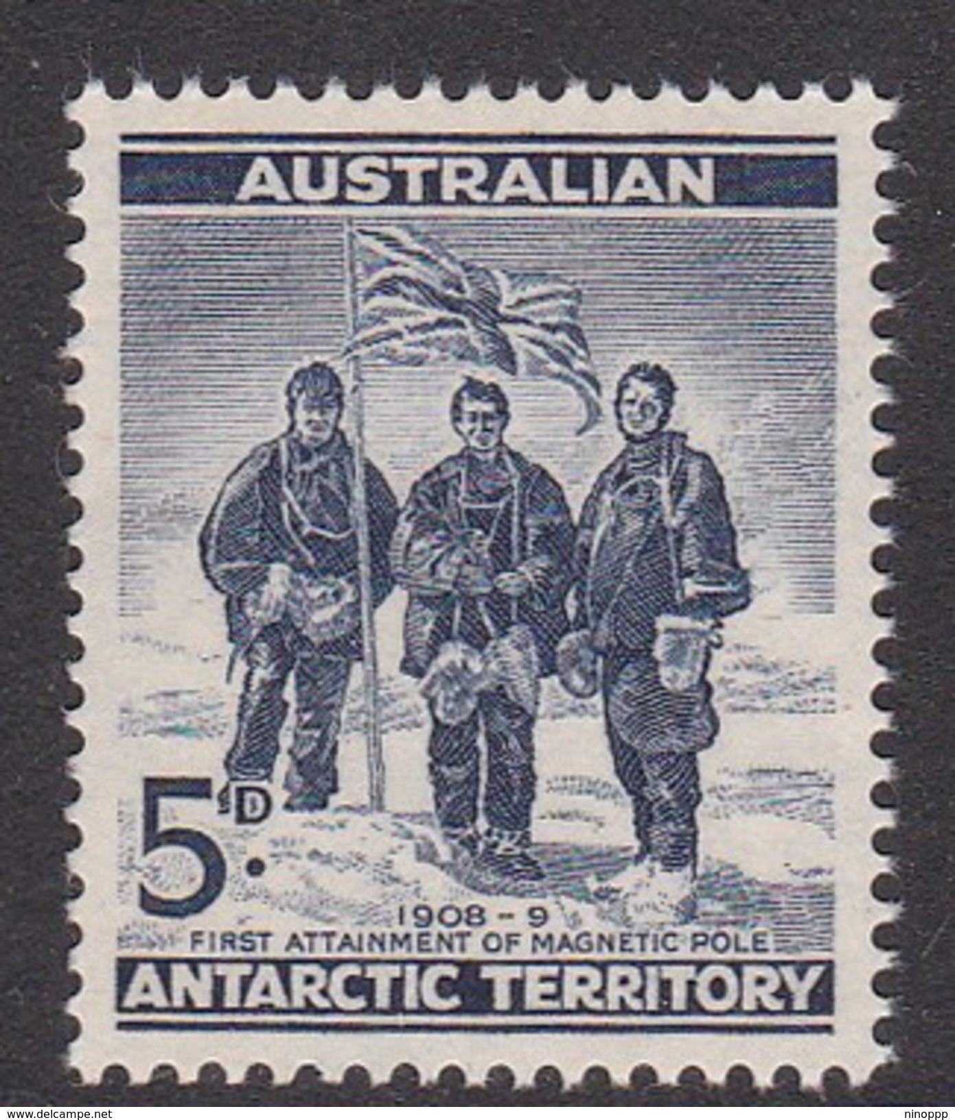 Australian Antarctic Territory  ASC 3 1959 Definitives 5 D Blue MNH - Unused Stamps